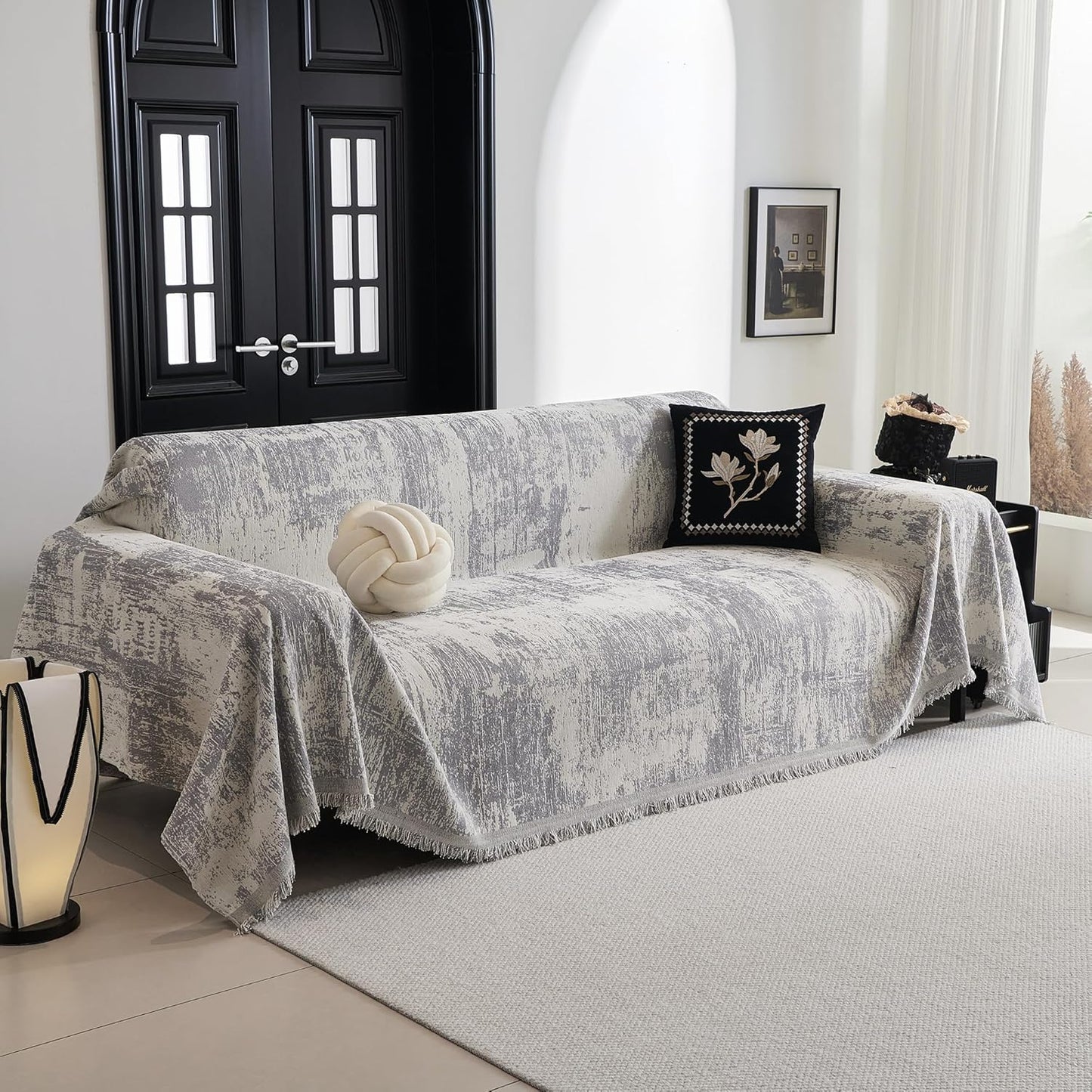 MYSKY HOME Couch Cover for Sectional Sofa Set - Washable Pet Couch Cover, 3 Cushion, Chenille, Multi-Use, 91" X150