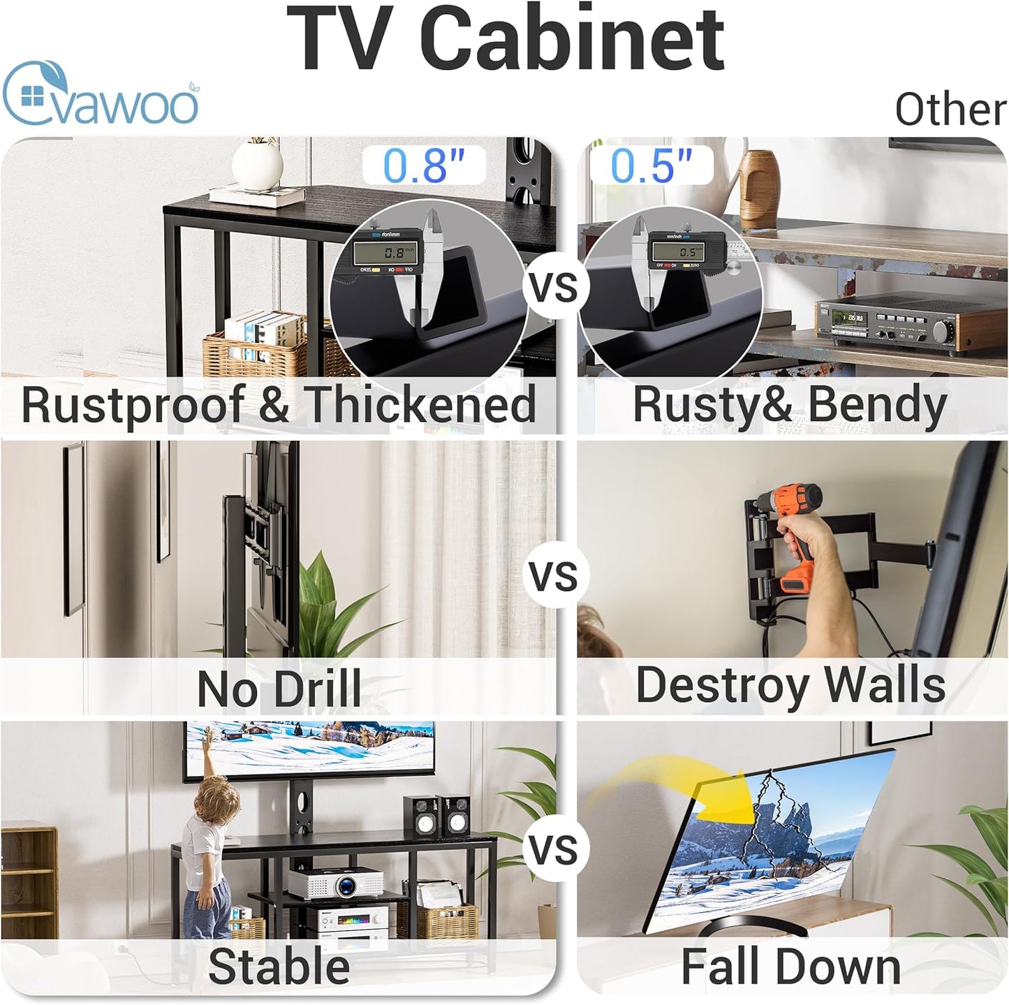 Corner TV Stand with Mount LED - Universal TV Mount Stand for 32-65" TV, Height Adjustable Swivel TV Console Wood & Steel Entertainment Center with Mount, Cabinet, Power Outlet, Colorful Light, Black