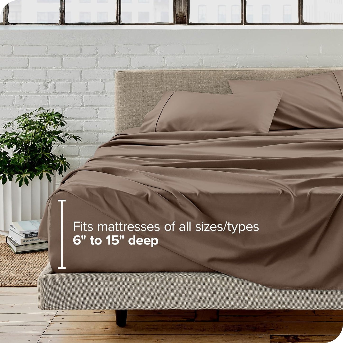 Bare Home Full Sheet Set - Luxury 1800 Ultra-Soft Microfiber Full Bed Sheets - Double Brushed - Deep Pockets - Easy Fit - 4 Piece Set - Bedding Sheets & Pillowcases (Full, Taupe)