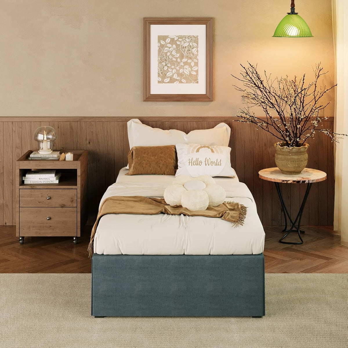 EMODA 14 Inch Twin XL Bed Frames with Cover, Heavy Duty XL Twin Metal Platform Bed Frame No Box Spring Needed, Noise Free, Easy Assembly