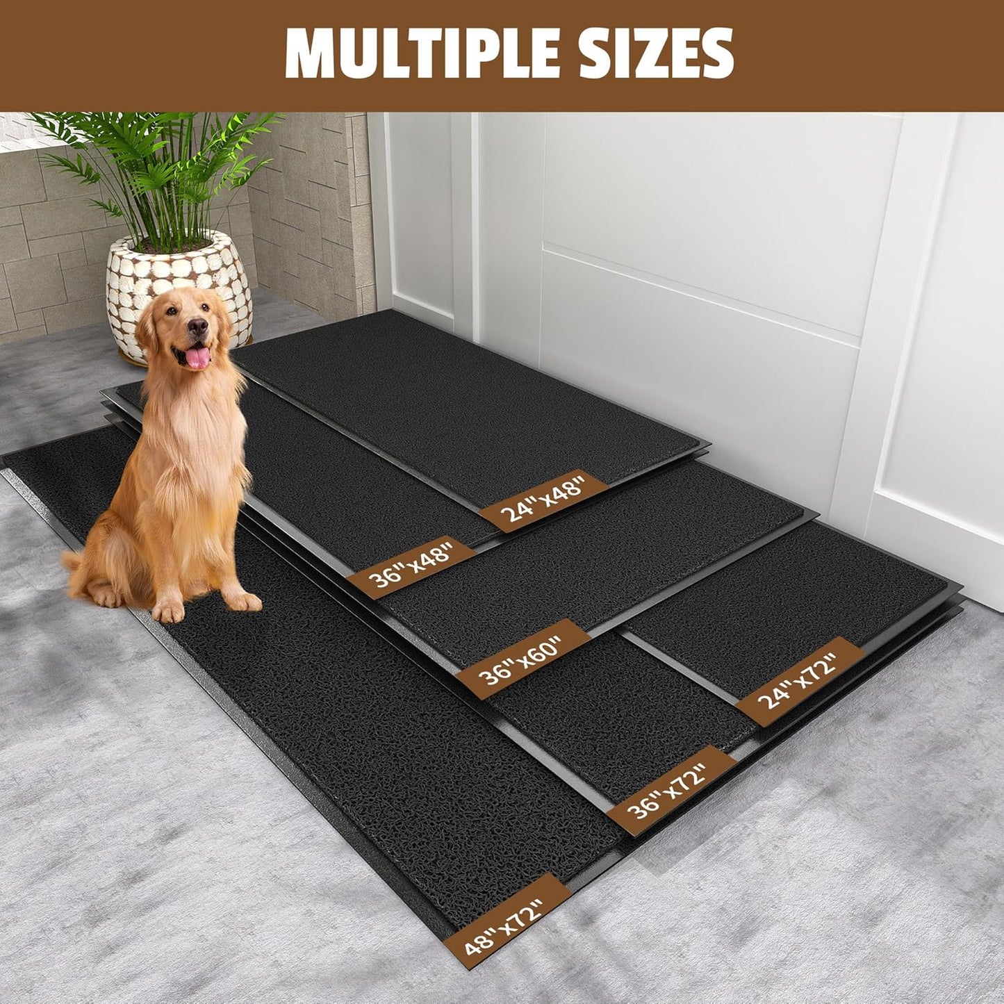 Front Door Mat Outside Entrance, 60" x 36" Doormat Outdoor Indoor Entrance, Non Slip Indoor Mats for Entryway, Heavy Duty Waterproof Low Profile Welcome Mat for Entry, Patio, High Traffic Areas