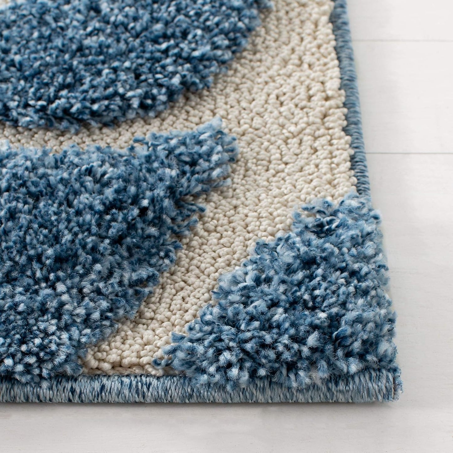 SAFAVIEH Florida Shag Collection Area Rug - 8'6" x 12', Light Blue & Cream, Scroll Design, Non-Shedding & Easy Care, 1.2-inch Thick Ideal for High Traffic Areas in Living Room, Bedroom (SG455-6011)