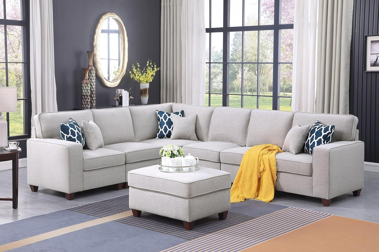 Leio Sectional Modular Sofa with Ottoman for Living Room, Apartment, Bedroom, Office, Dorm