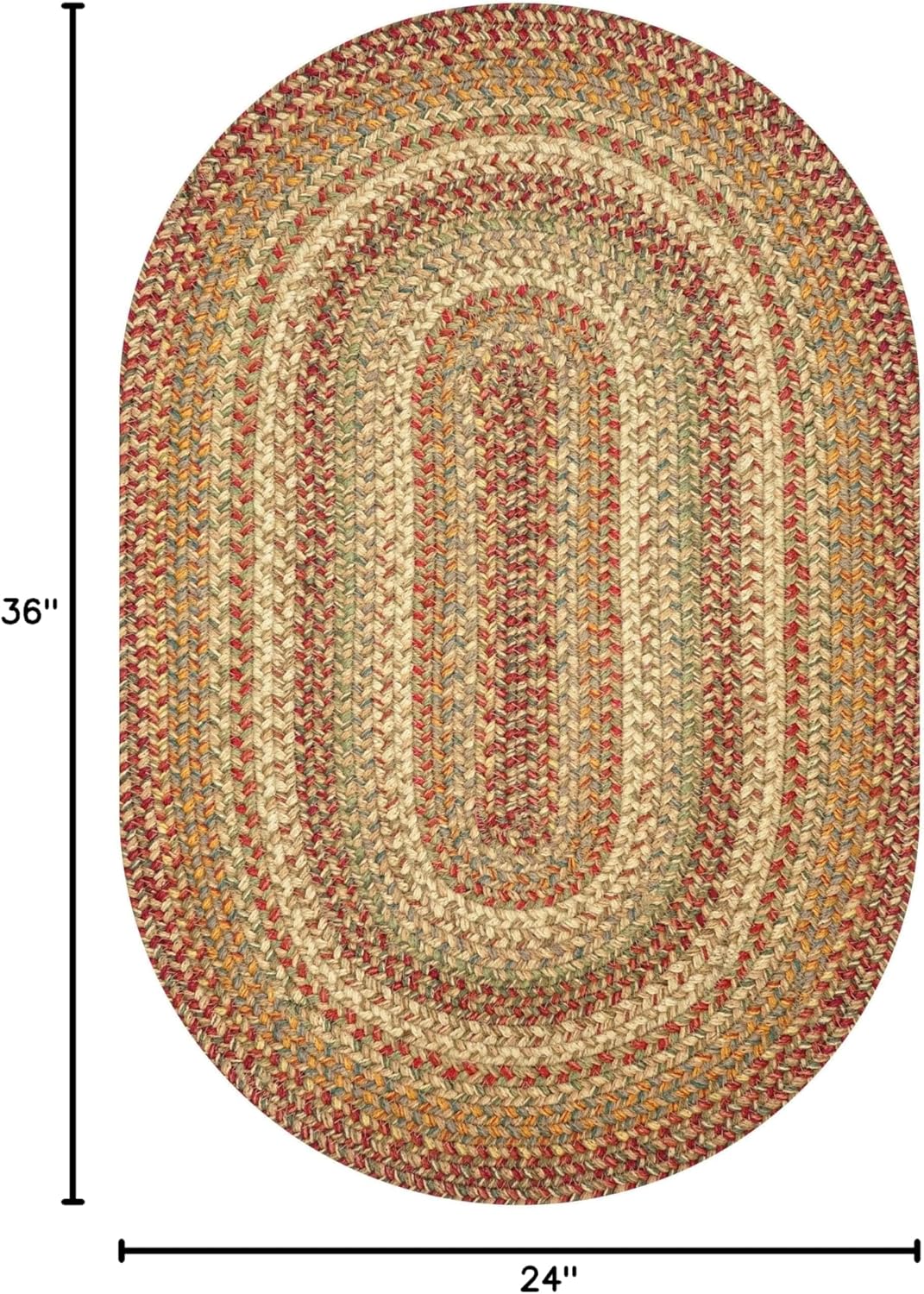 Homespice 2x3' Brown Oval Braided Rug. Harvest Brown Jute Oval Rug. Uses- Entryway, Kitchen Rugs, Bathroom Rugs. Reversible, Rustic, Country, Primitive, Farmhouse Decor Rug