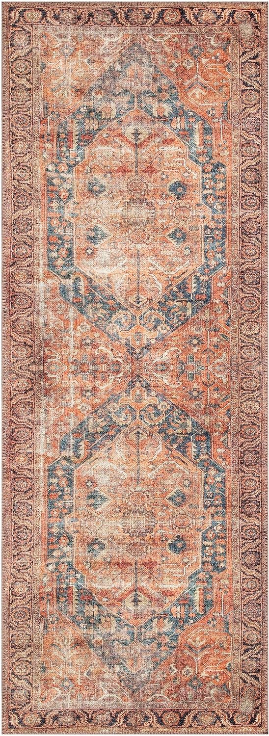 Keen Home Design 2x10 Rug - Machine Washable Runner Rug with Non-Slip Backing, Ideal for Hallway, Entryway, Kitchen, Laundry Room - Vintage, Easy Clean, Durable, Low Pile - (2'6" x 10')
