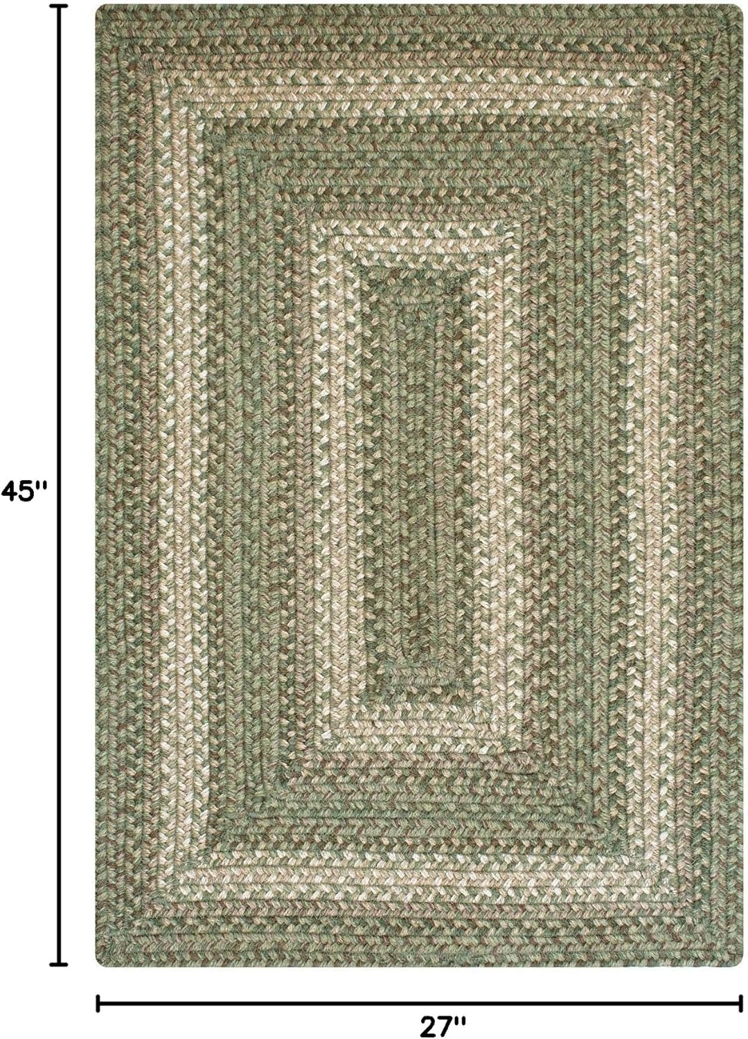 Homespice Grassland Green Braided Rug 27x45 - Rustic Jute Kitchen Rug for Country Decor