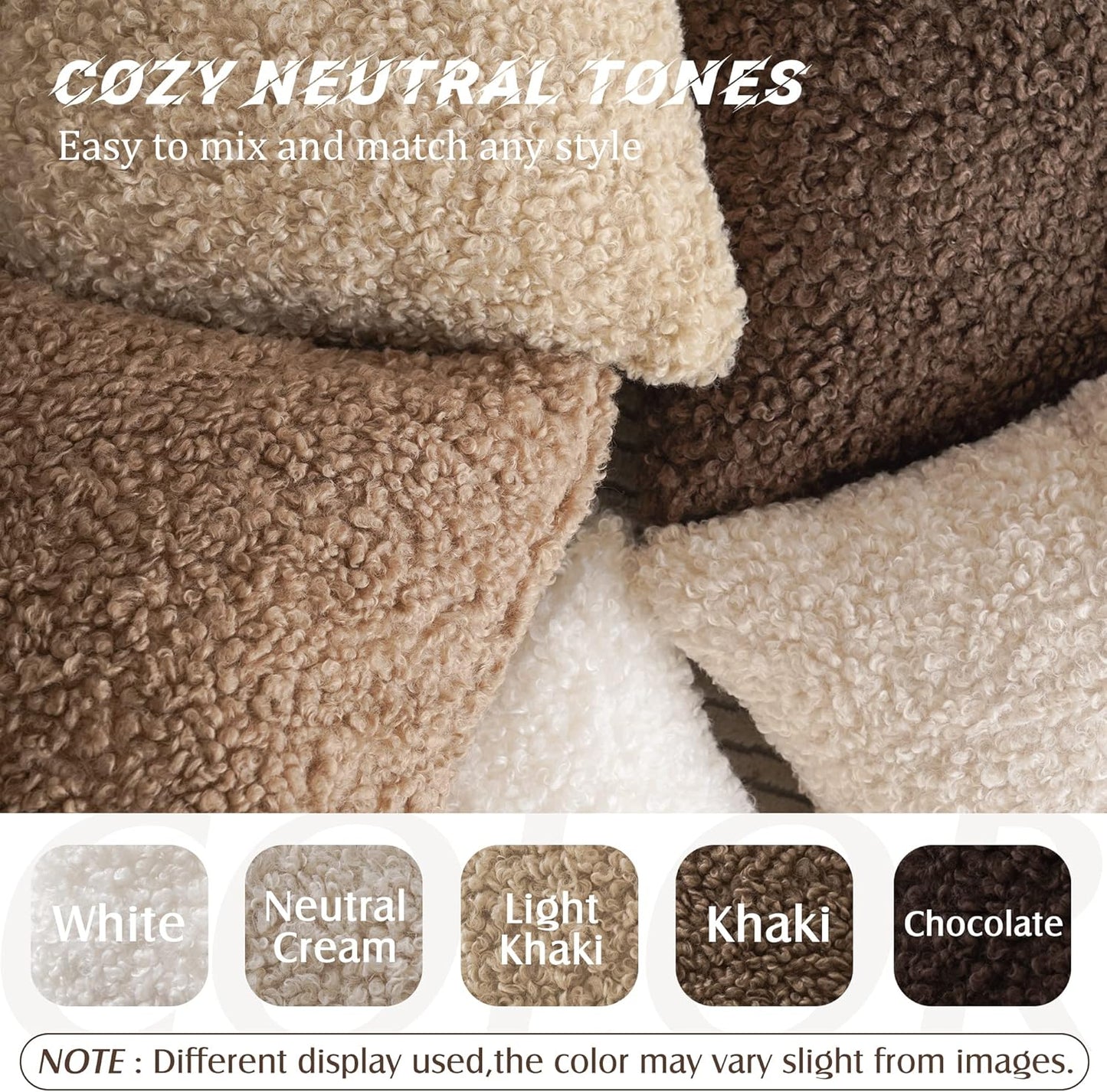 Foindtower 2 Pieces 26x26 Inch White, Faux Fur Throw Pillow Cover Accent Sherpa Pillow Fuzzy Soft Pillowcases Sheepskin Decorative Fleece Cushion Case for Bed Couch Living Room