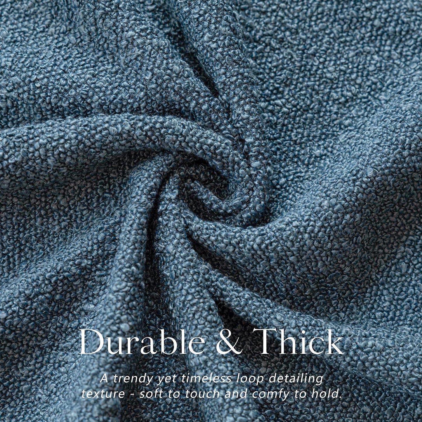 Foindtower Pack of 2 Modern Textured Boucle Throw Pillow Covers Accent Solid Decorative Pillow Cases Cozy Woven Couch Cushion Case for Chair Sofa Bedroom Living Room Home Decor, 20 x 20 Inch,Blue