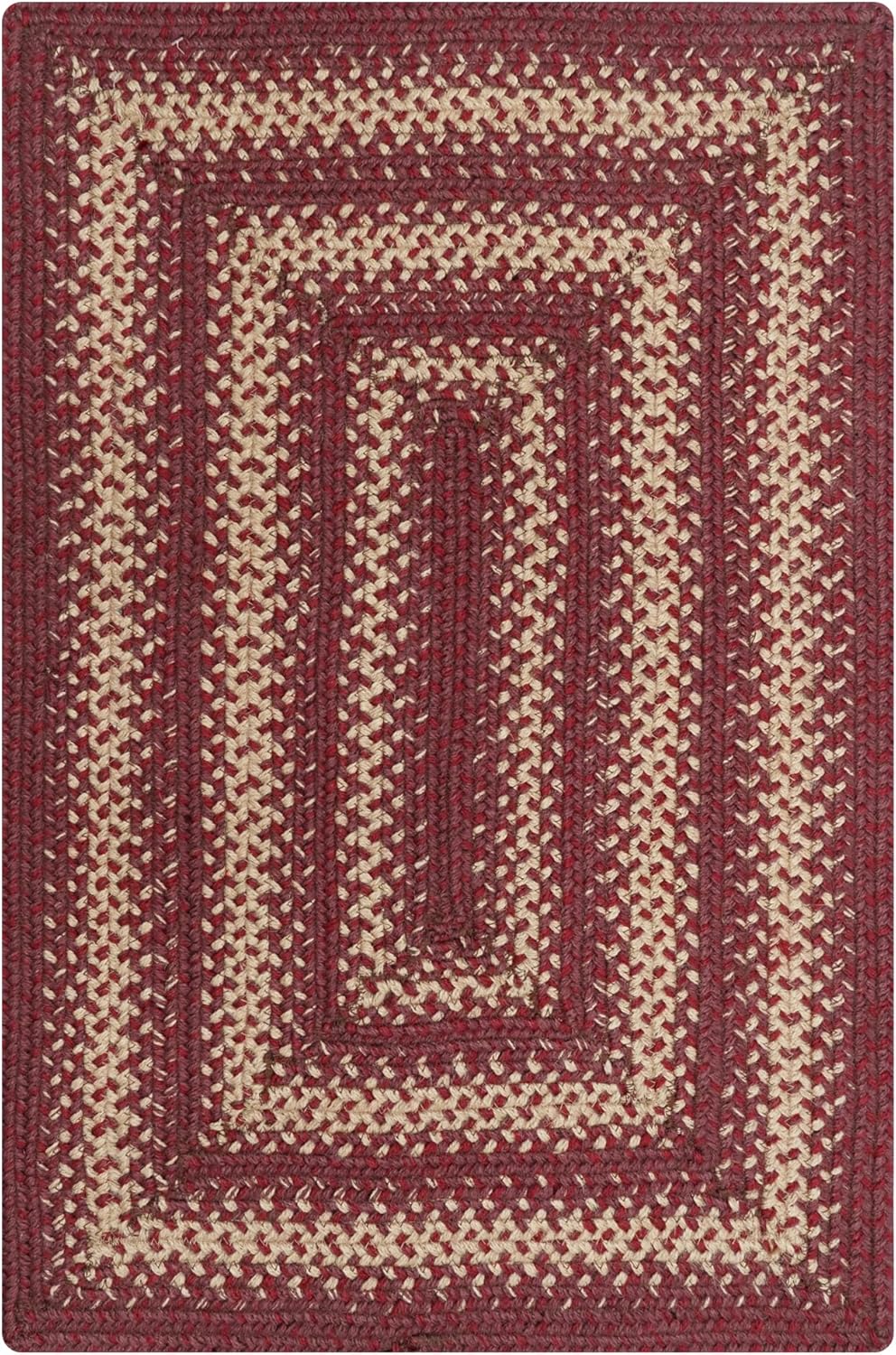 Homespice Autumn Maple Burgundy and Tan Braided Runner Rug, Jute, 22x72 Rectangle - Rustic Primitive Decor for Kitchen, Bathroom, Everywhere