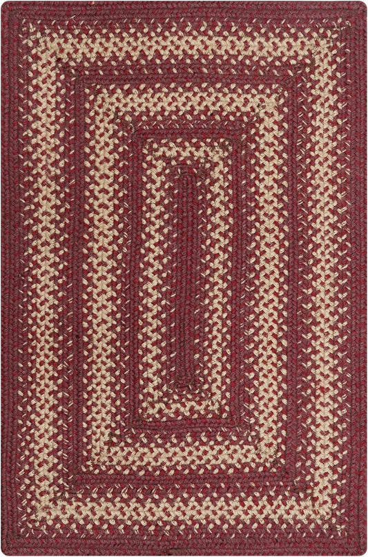 Homespice Autumn Maple Burgundy and Tan Braided Runner Rug, Jute, 22x72 Rectangle - Rustic Primitive Decor for Kitchen, Bathroom, Everywhere