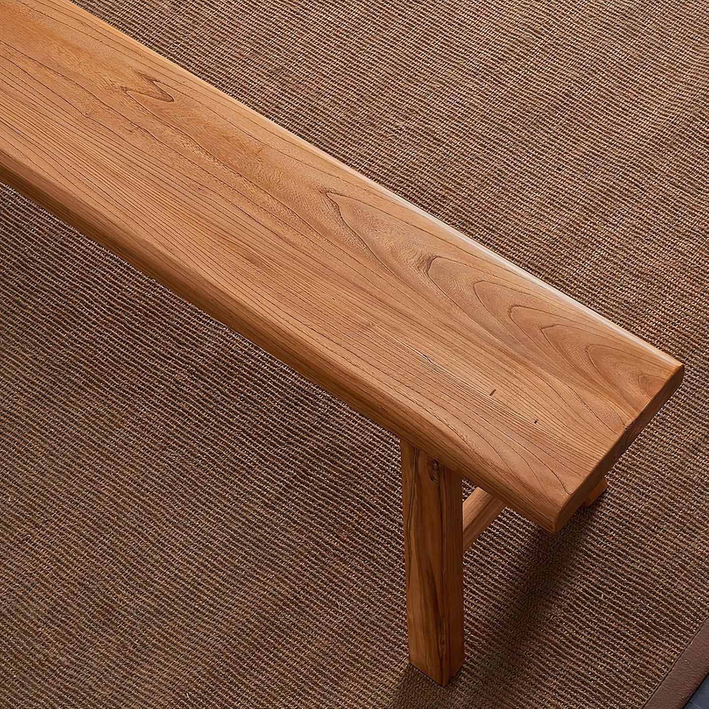 Farmhouse Wood Bench Indoor - 63Inch entryway Bench, Natural Solid Wood, Durable and Sturdy, Suitable for Dining Room, Bedroom, Porch and Other Narrow Spaces