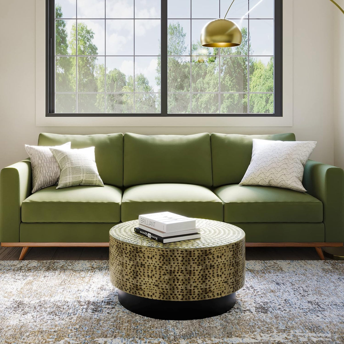 SIMPLIHOME Montrose Metal Coffee Table - 30 inch Wide Solid Iron Round Living Room Table in Antique Gold and Black, Modern Industrial Cocktail Table for Lounge with Hand-Hammered Texture, Assembled
