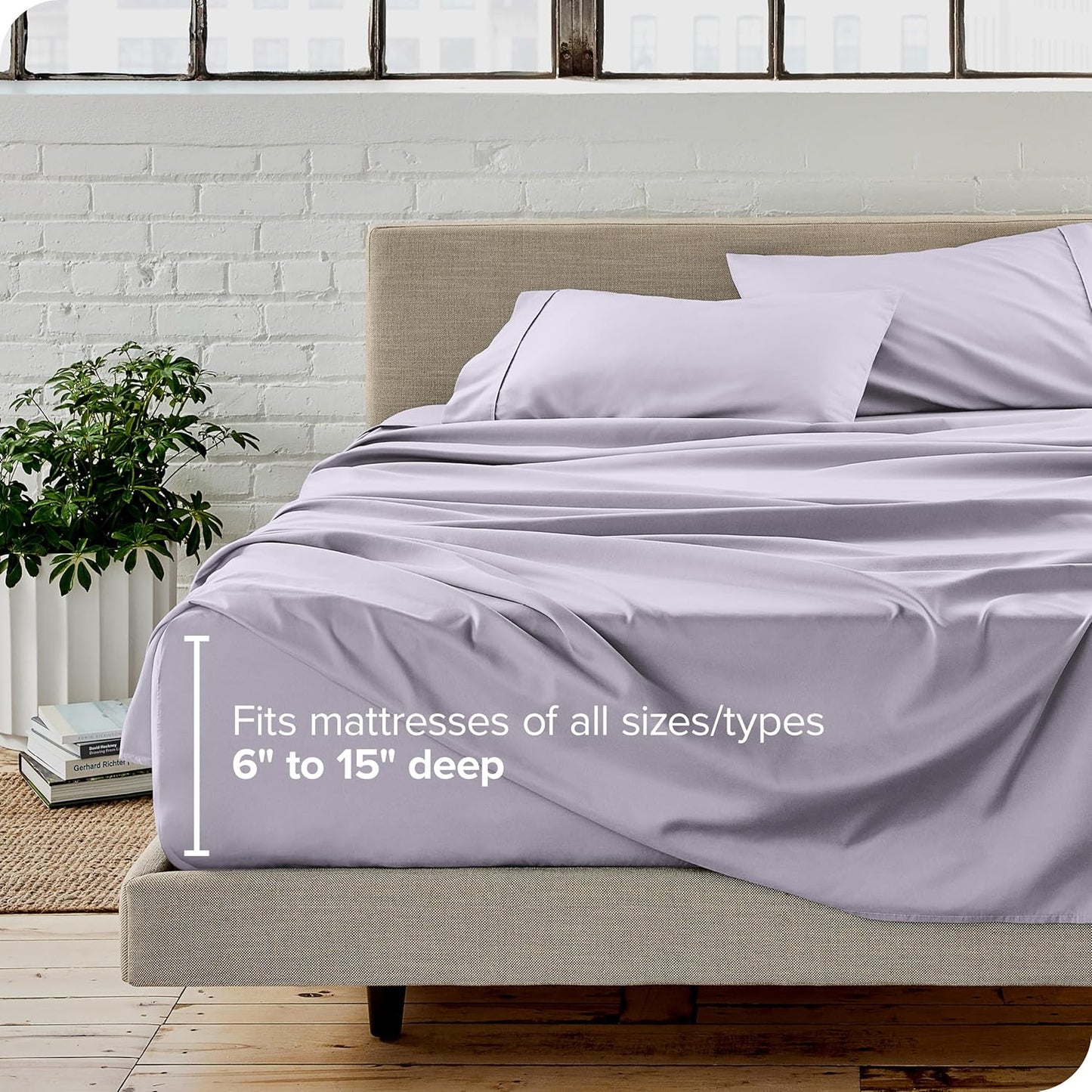 Bare Home Queen Sheet Set - 1800 Ultra-Soft Microfiber Queen Bed Sheets - Double Brushed - Deep Pockets - Easy Fit - 4 Piece Set - Bed Sheets (Queen, Light Lavender)