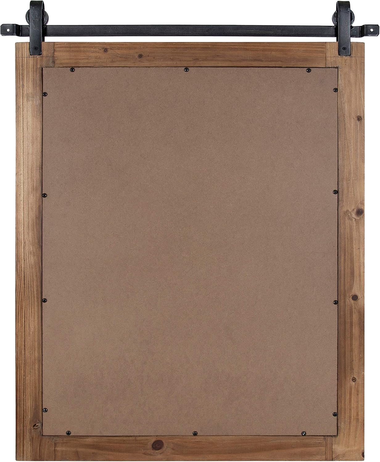 Kate and Laurel Cates Rustic Wall Mirror, 22" x 30" Rustic Brown, Farmhouse Barn Door-Inspired Wall Decor