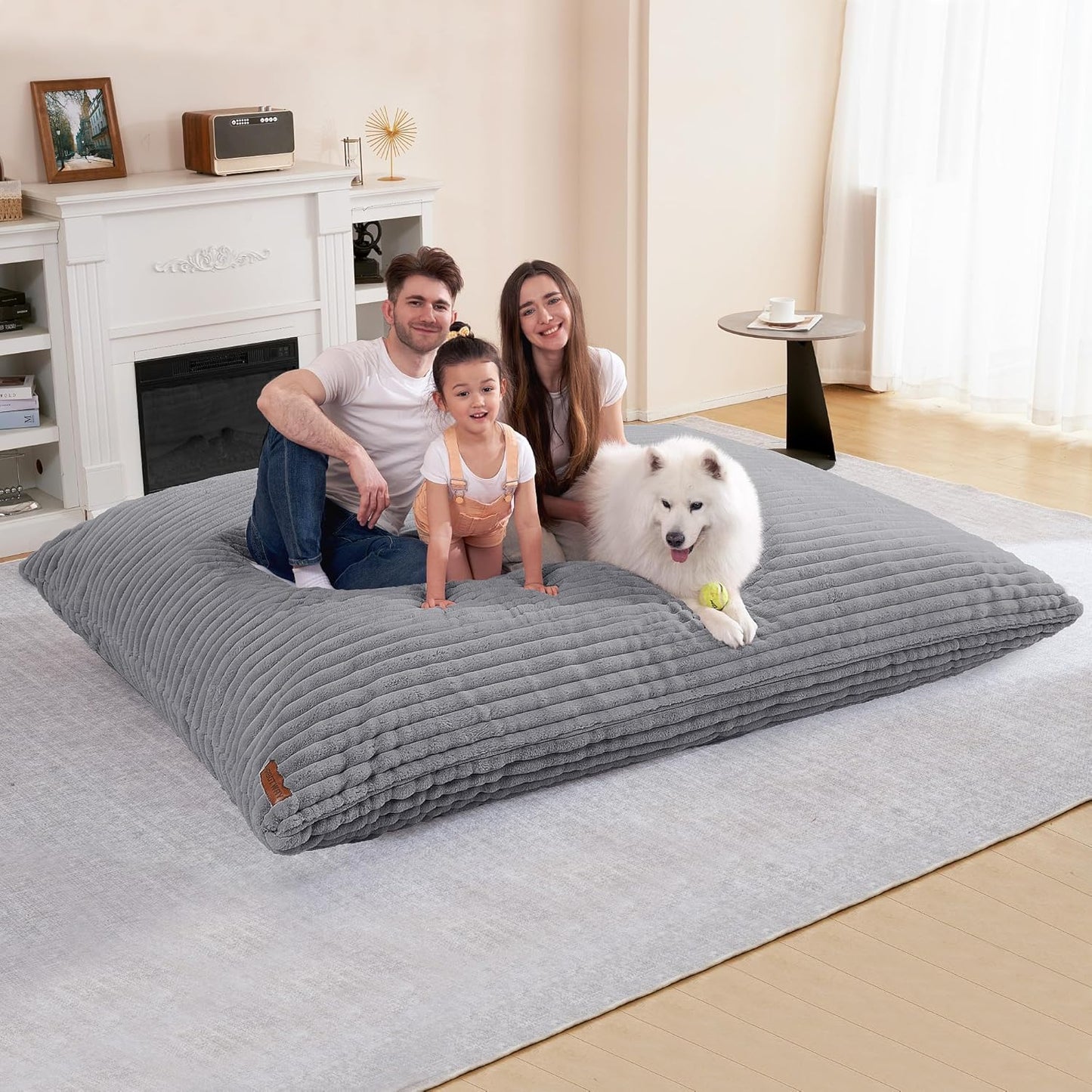 HABUTWAY 4-in-1 Bean Bag Chair, Convertible Chair with High-Density Memory Foam Filling & Machine Washable Cover, Giant Bean Bag Chair for Adults (Grey)