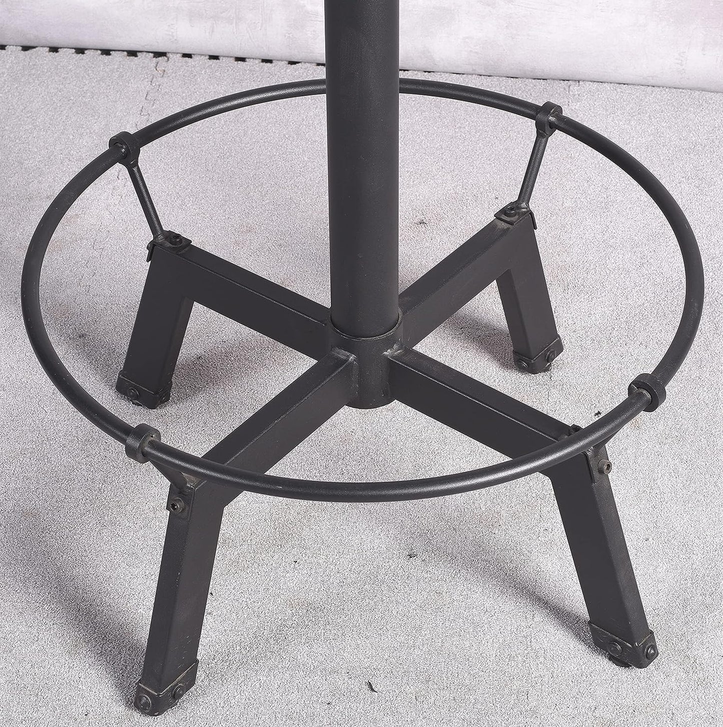 Diwhy Pub Set Industrial Style Adjustable Height 33.5-39.4in Dining Table Dia 23.6" Wooden Top with Handle Bar Table