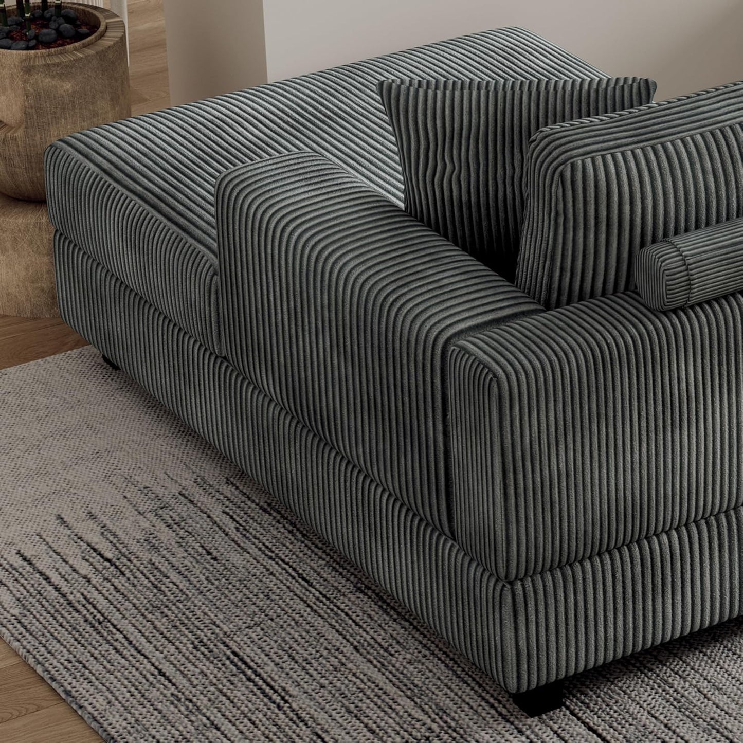 Eafurn 132.68" Oversized L Shaped Modular Sectional Sofa Couch with Reversible Chaise Lounge Daybed, Modern Corduroy Upholstered Corner Lounge Couch with Thick Cushions and Headrest