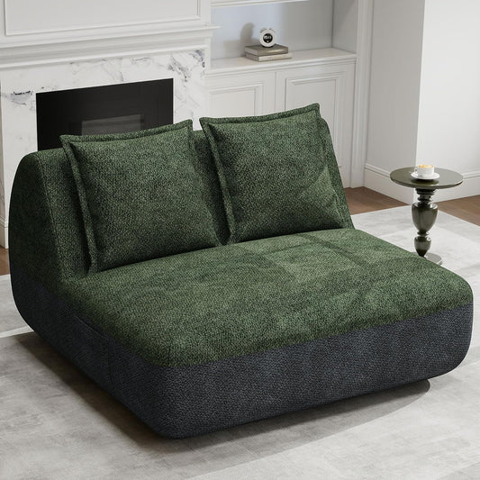 Hobestluk Small Sofa Small Couches for Living Room, Comfy Memory Foam Couch, Mini Sofa with Side Pocket for Living Room, Bedroom (Grey+Green)