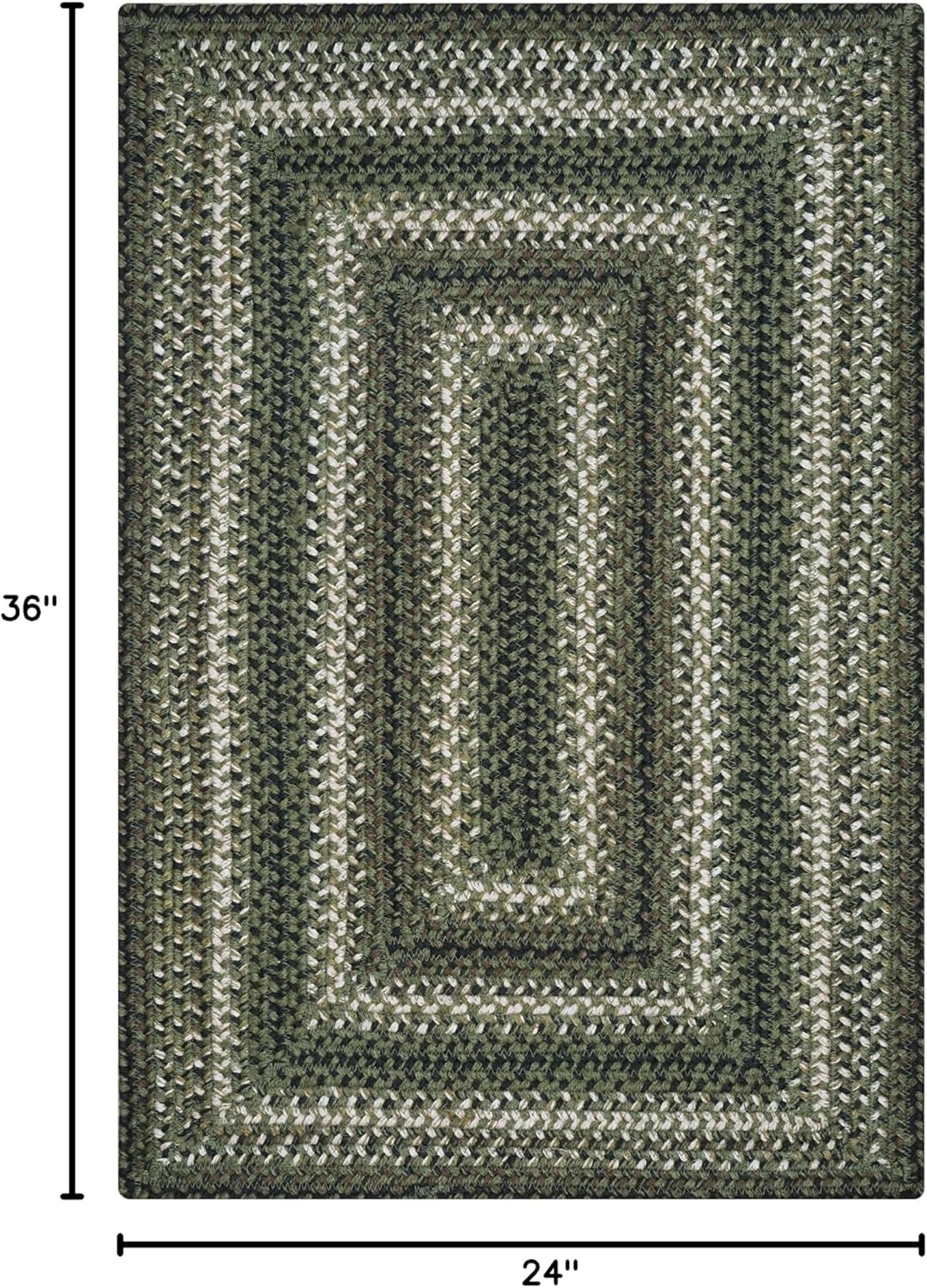 Pinecone Green Small Braided Rugs, 2x3' Rectangle - Handmade with Jute, Warm Country Rustic Decor, Perfect for Bathrooms and Entryways - Durable and Easy to Clean