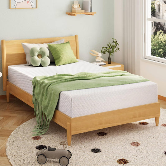 6 Inch Full Size Mattress for Kids, Memory Foam Mattress with Cooling Green Tea Gel, Relieve Pressure with Medium Firm Support, CertiPUR-US Certified, 75''L x 54''W, White
