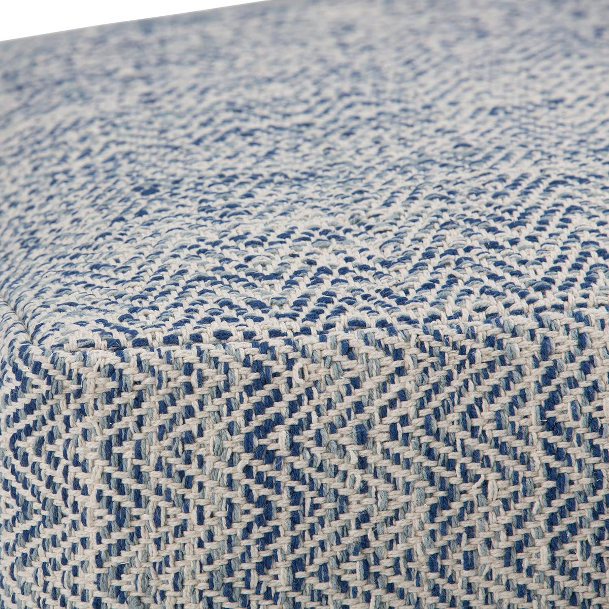SIMPLIHOME Nate 20-inch Wide Square Pouf in Patterned Denim Mélange, Handwoven Boho-Style Cotton Ottoman, Footrest, or Extra Seating for Living Room, Assembled
