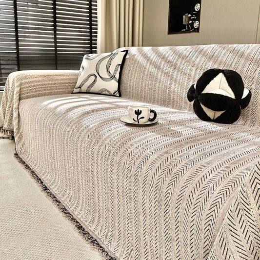 Nobildonna Sofa Cover Washable Soft Thicken Chenille Couch Cover with Tassel,Waterproof Sofa Slipcover for 3-4 Cushion Couch,Sectional Sofa,L-Shaped Furniture Protector Pet-Friendly,Brown 91"x150"