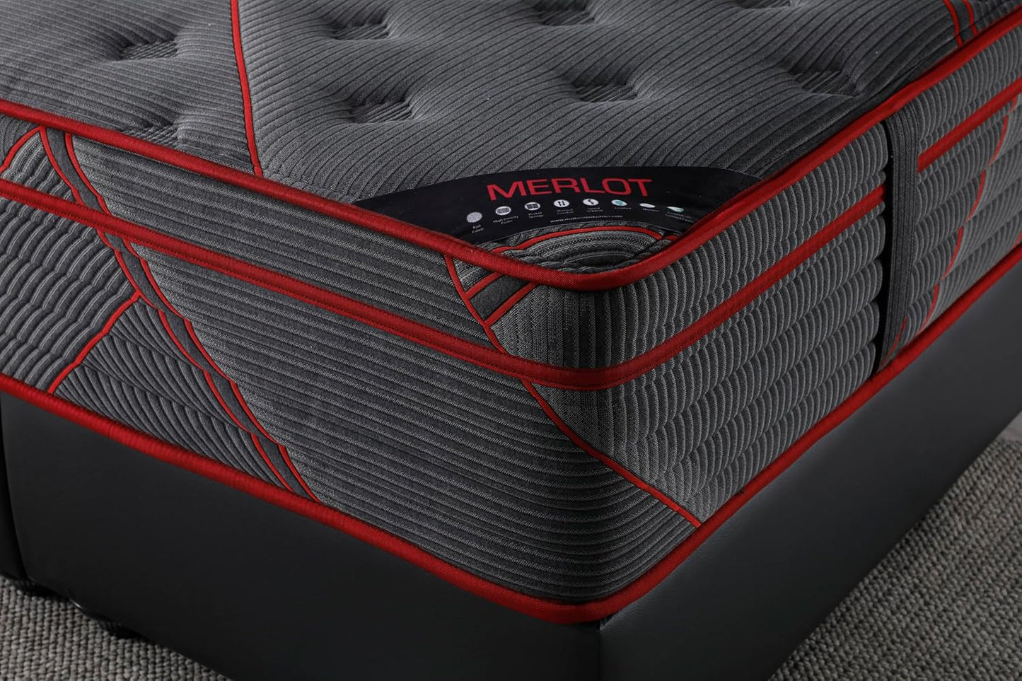 Ottomanson King 13" Luxury Black Eurotop Mattress - Medium-Firm Hybrid Comfort - Made in USA - Premium Quilted Cover - Fiberglass-Free - Bed in a Box