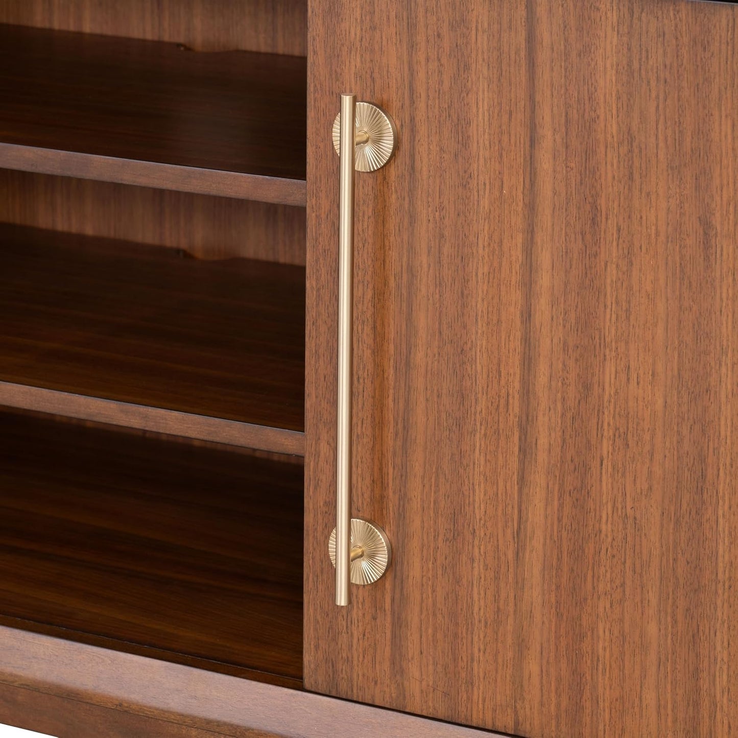 Furniture of America Forma Mid-Century Modern 70-inch TV Stand with Storage Cabinet and 3 Cable Holes, Entertainment Center Console for Living Room, Bedroom, Guest Room, Walnut