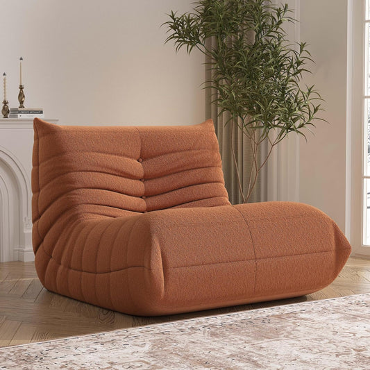 Bean Bag Chair, Fireside Chair Bean Bag Sofa Large Bean Bag Chair for Adults, Bean Bag Chairs for Teens with High Density Comfortable Foam, Memory Foam Bean Bag for Living Room, Bedroom (Orange)