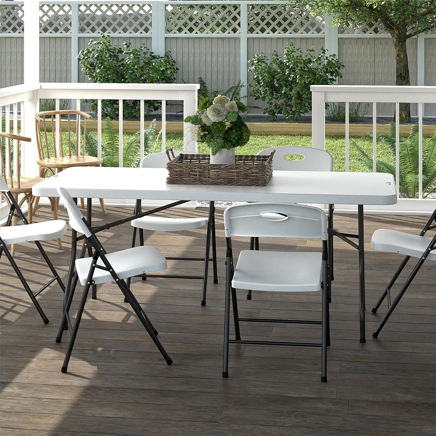 COSCO 6 Foot Blow Molded Folding Table, White
