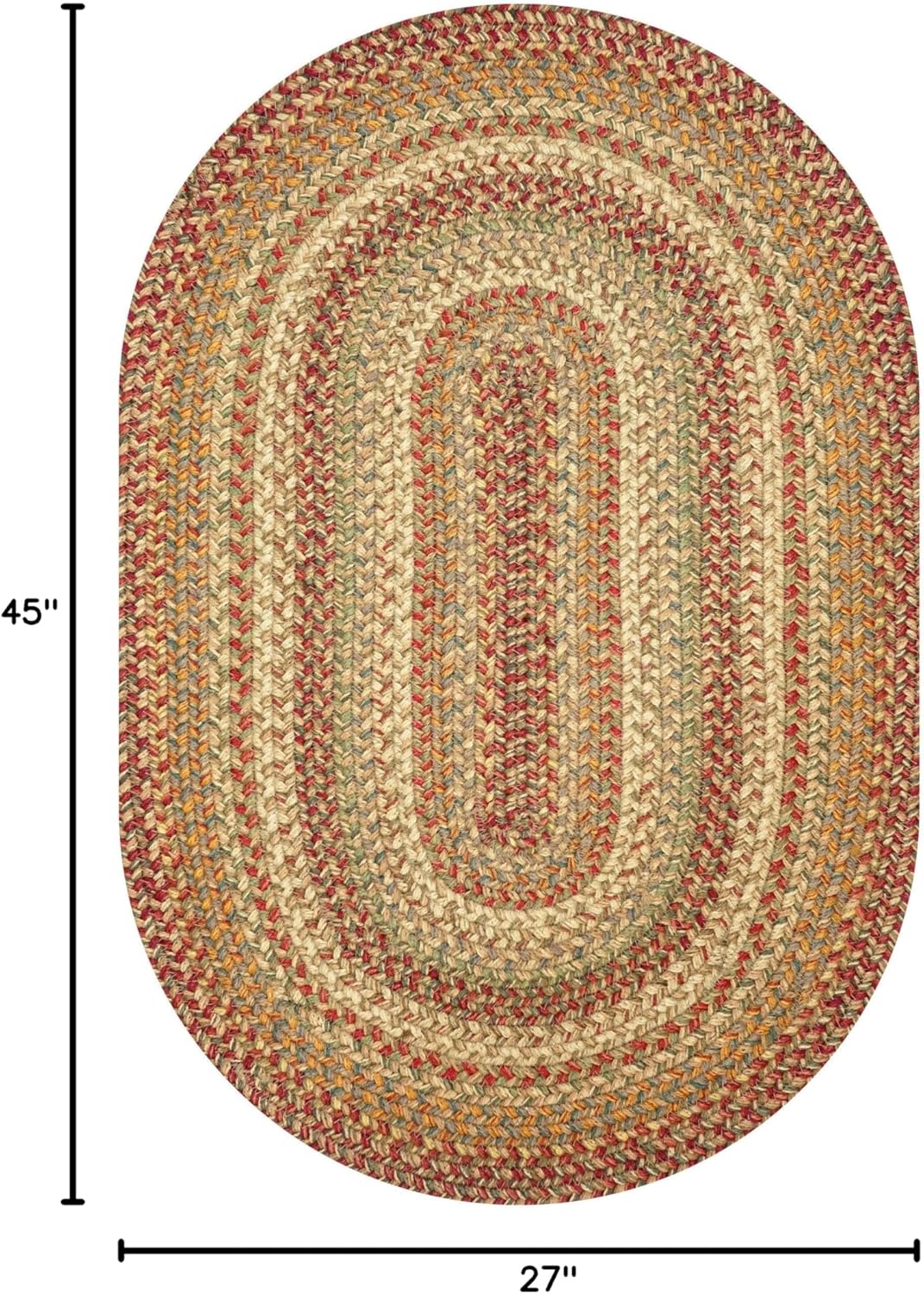 Homespice 27x45” Brown Oval Braided Rug. Harvest Brown Jute Oval Rug. Uses- Entryway, Kitchen Rugs, Bathroom Rugs. Reversible, Rustic, Country, Primitive, Farmhouse Decor Rug