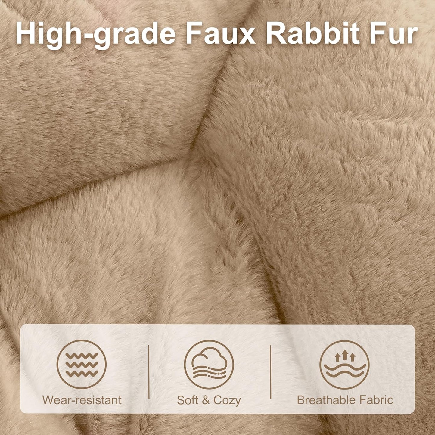 Comfy Saucer Chair for Adults, Foldable Living Room Chairs, Soft Faux Fur Lounge Chair for Bedroom, Reading Chairs, X-Large (Ottoman-Beige)