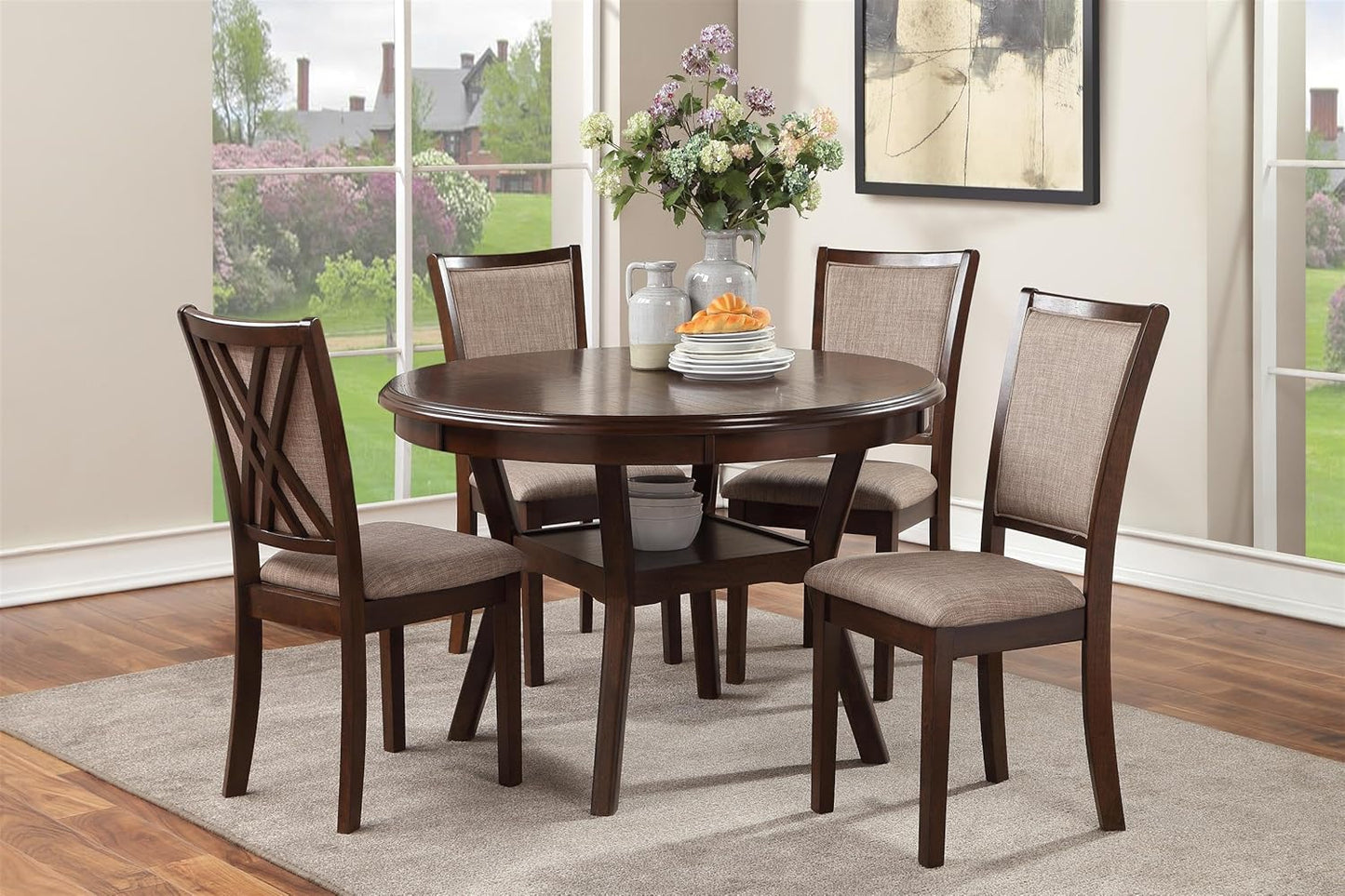 New Classic Furniture Amy Dining Set, Brown Cherry