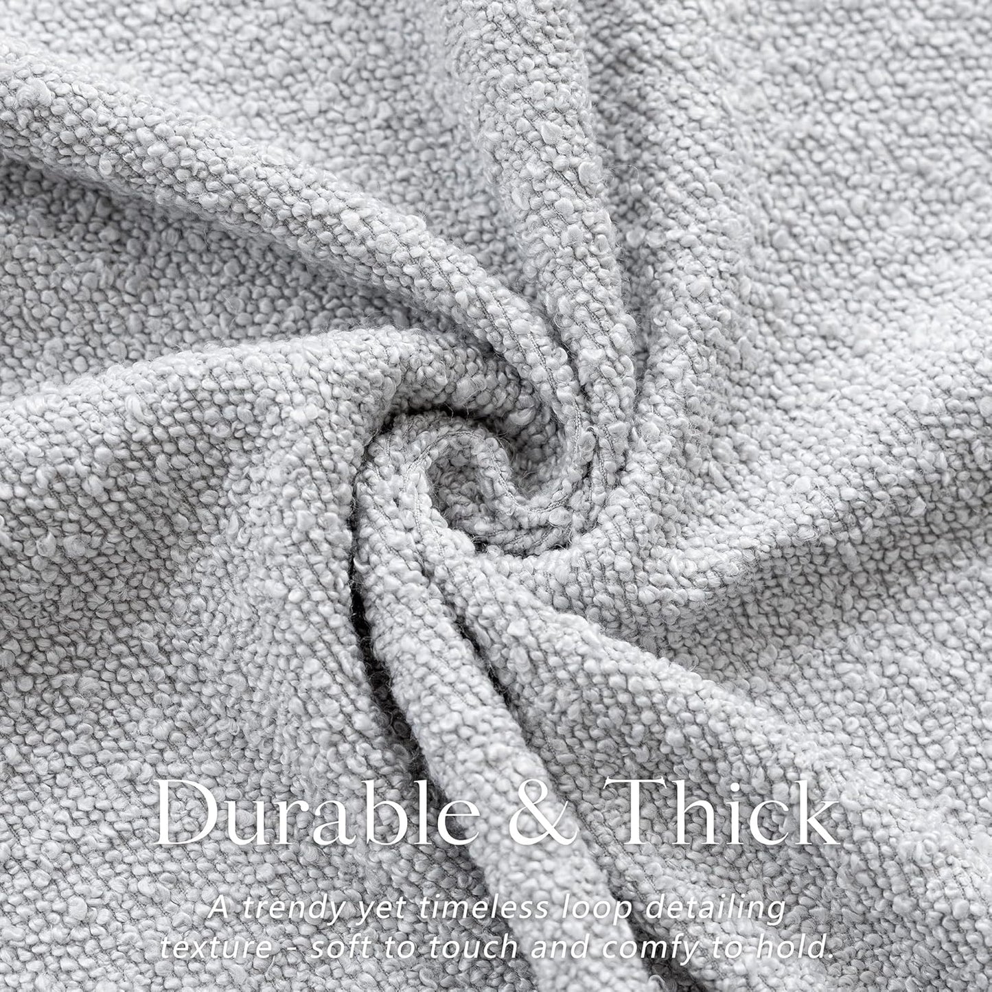 Foindtower Pack of 2 Textured Boucle Throw Pillow Covers Accent Solid Decorative Lumbar Pillow Cases Cozy Woven Couch Cushion Case for Sofa Bedroom Living Room Home Decor, 12 x 20 Inch,Light Grey