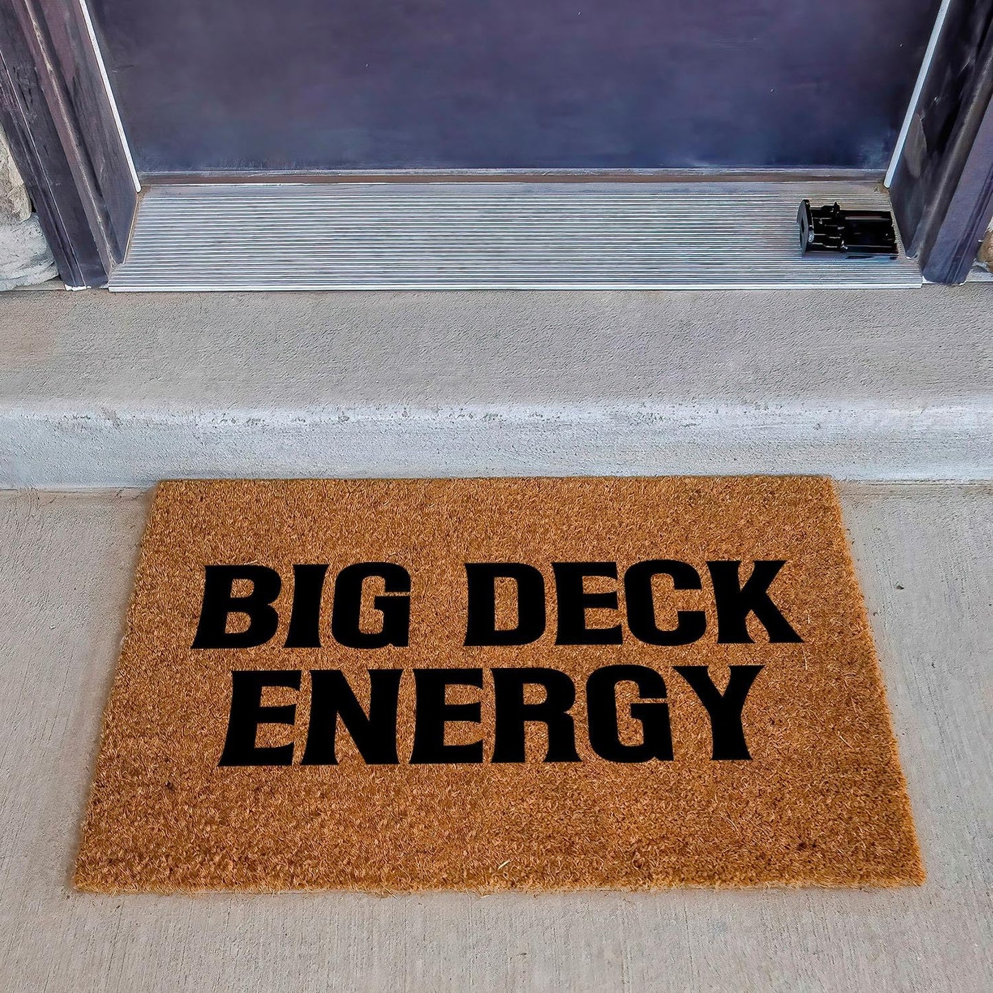 Funny Coir Doormat Big Deck Energy Front Door Mat Entryway Outdoor Mats with Heavy Duty Front Porch Decor Patio Rugs Welcome Mats Entry Natural Coconut Brown Novelty Gift Mat 23.7 x 15.7 inch