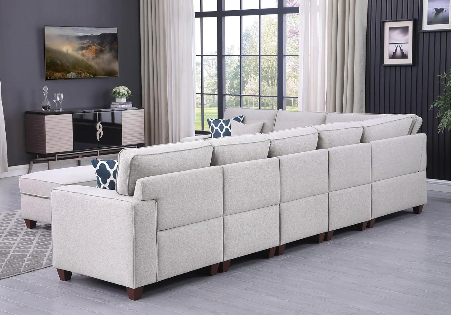 Leio Sectional Modular Sofa with Ottoman for Living Room, Apartment, Bedroom, Office, Dorm