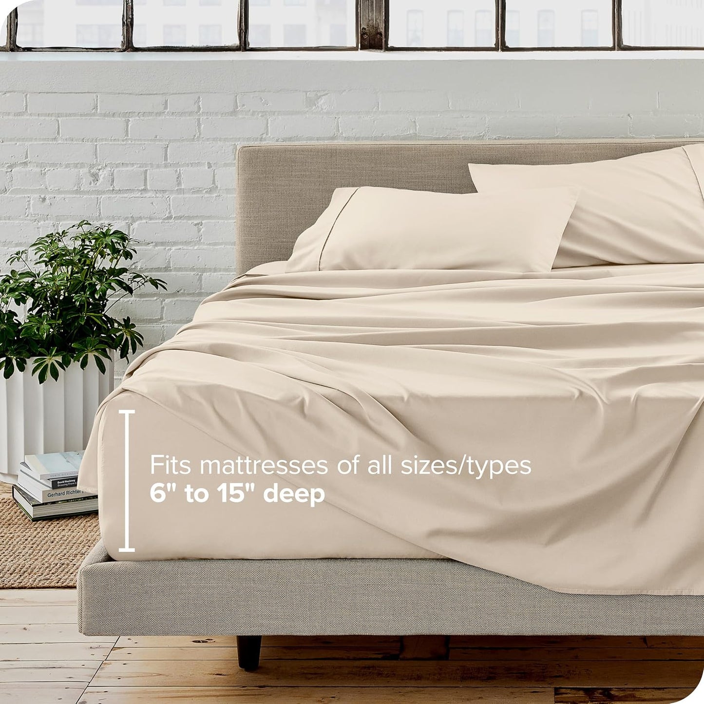 Bare Home Queen Sheet Set - Luxury 1800 Ultra-Soft Microfiber Bed Sheets - Double Brushed - Deep Pockets - Easy Fit - 4 Piece Set - Bedding Sheets & Pillowcases (Queen, Sand)