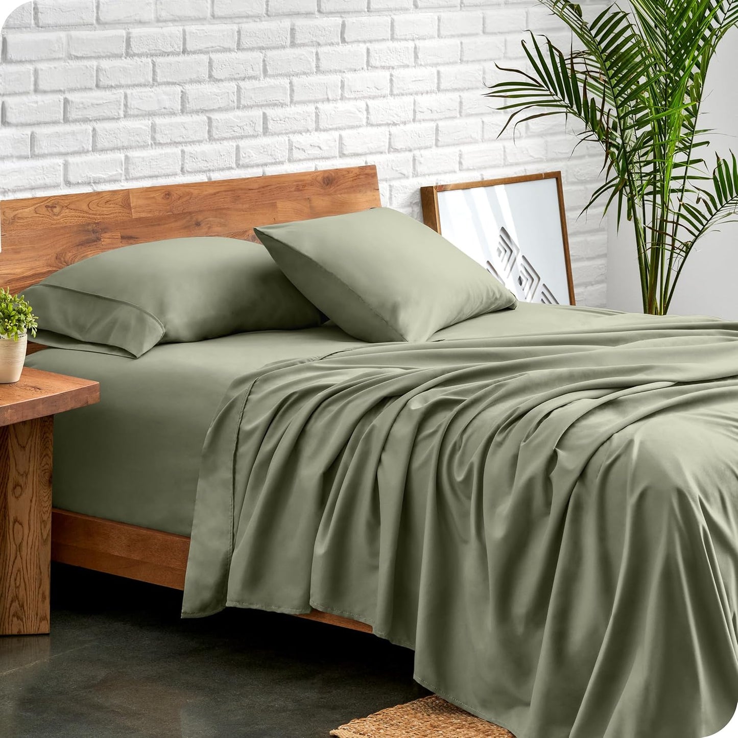 Bare Home Twin Sheet Set - 1800 Ultra-Soft Microfiber Twin Bed Sheets - Double Brushed - Deep Pockets - Easy Fit - Extra Soft - 3 Piece Set - Bedding Sheets & Pillowcases (Twin, Sage)