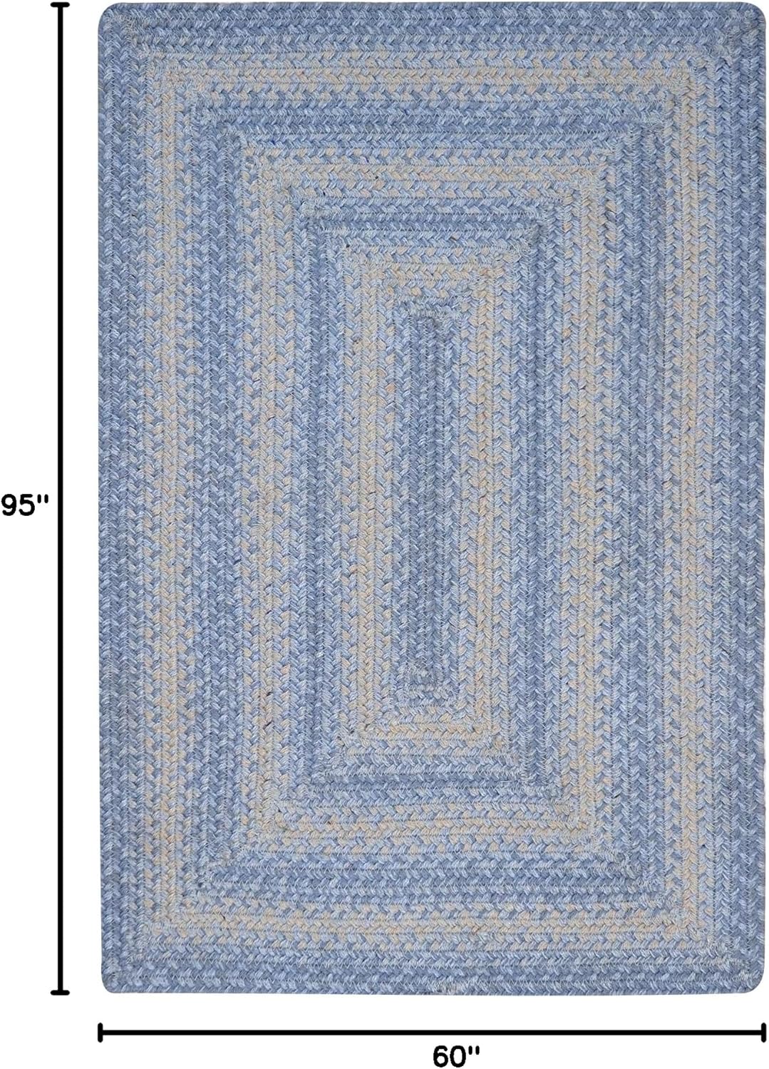 Homespice Sky Blue Jute Braided Rope Rug, 5x8' Rectangle - Country Style Coastal Decor, Perfect for Bedrooms and Living Rooms - Easy to Clean and Pet Friendly