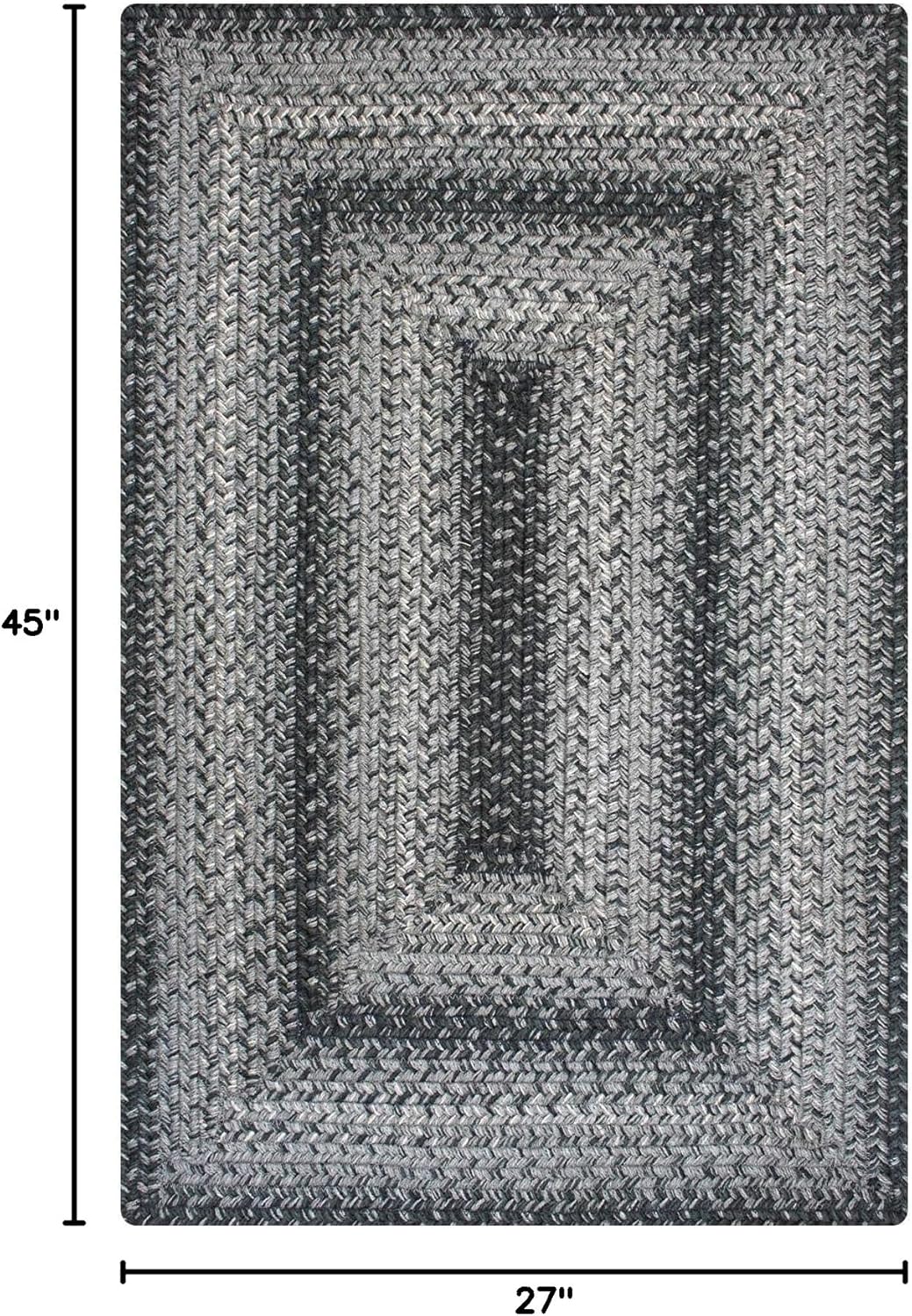 Homespice Flint Hill Jute Braided Rugs 27x45 - Gray Country Kitchen Rugs for Primitive Decor