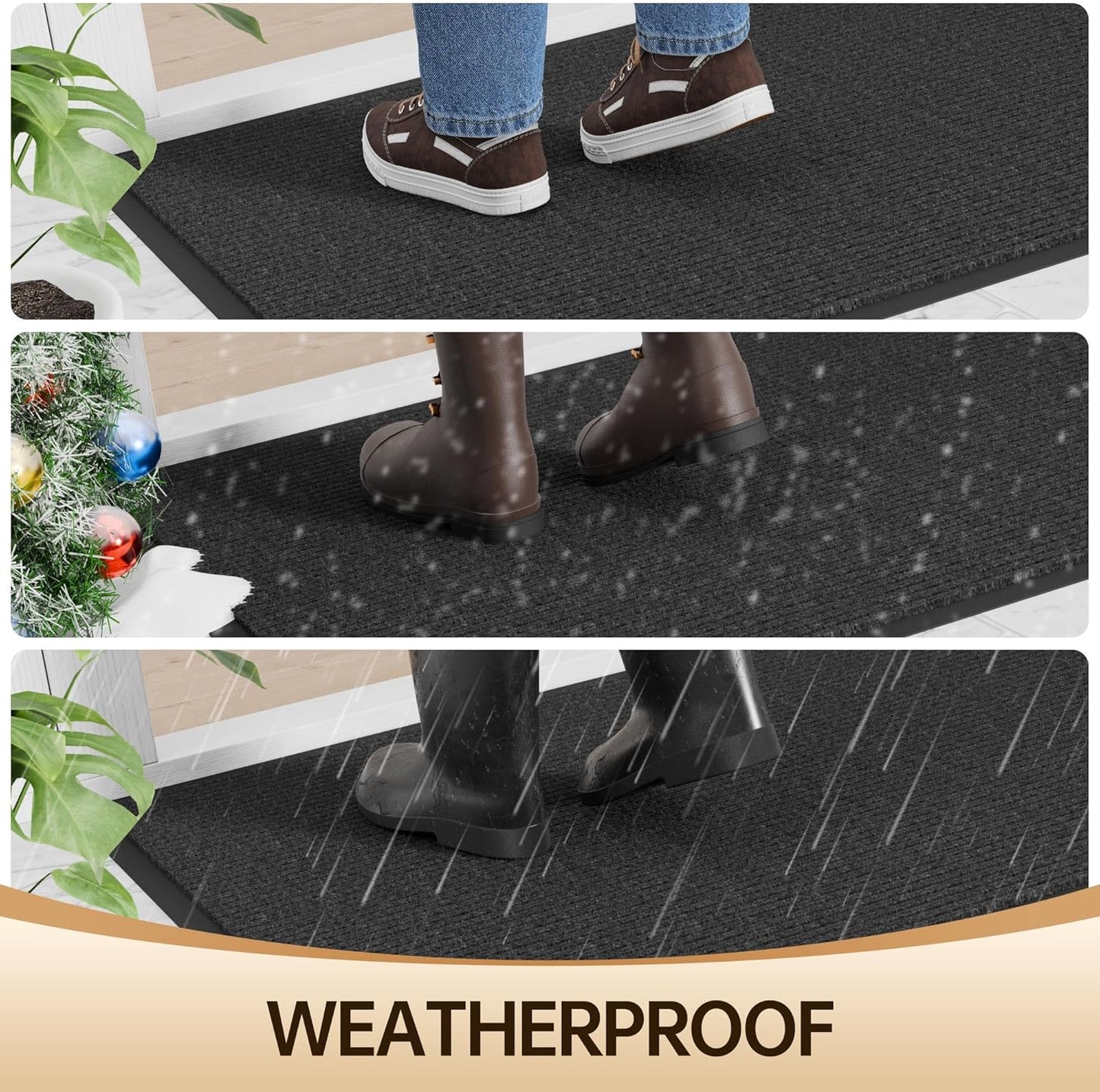 Amyracel Front Door Mat Indoor Outdoor Entrance, 36'' x 72'' All-Season Waterproof Heavy Duty Doormat for Outside Entry, Stain and Fade Resistant, Low Profile, Easy Clean Patio Entryway Mat