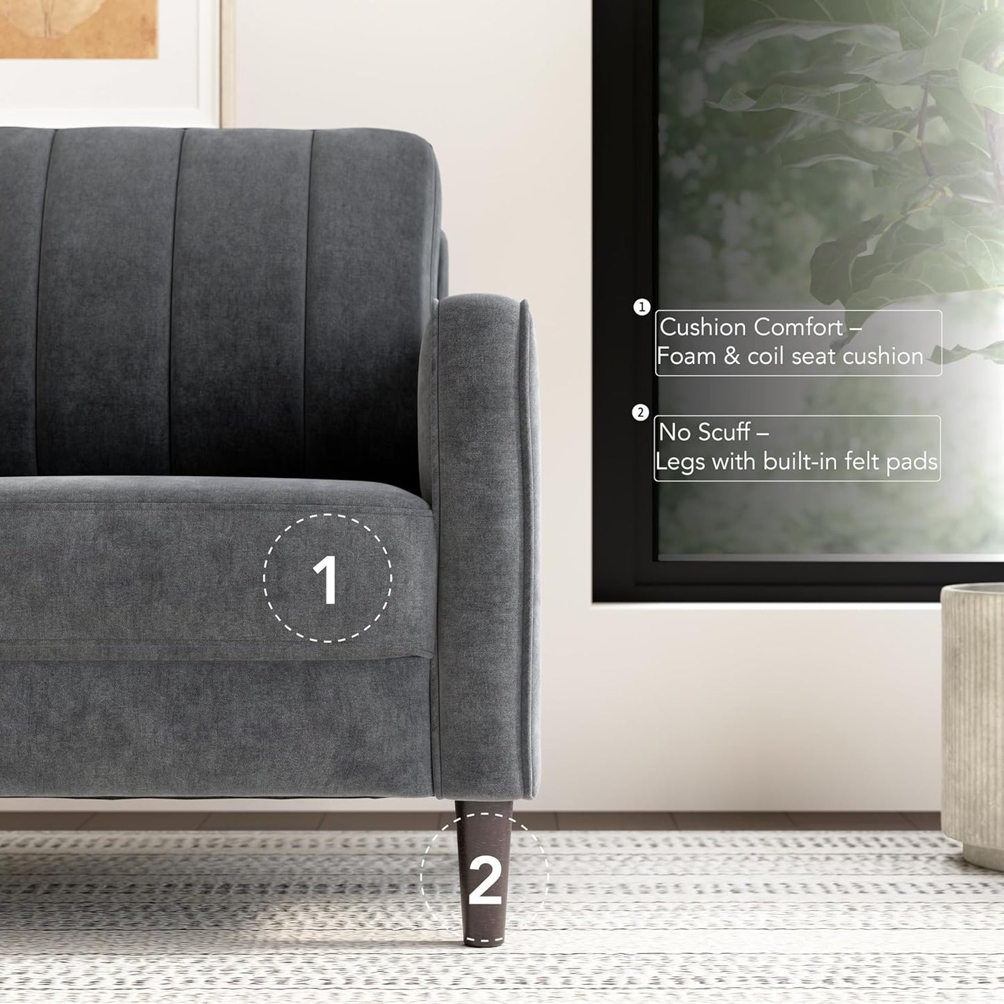 Bush Home 32-inch Accent Chair, Living Room Furniture, Max Collection, Iron Gray Chenille Fabric