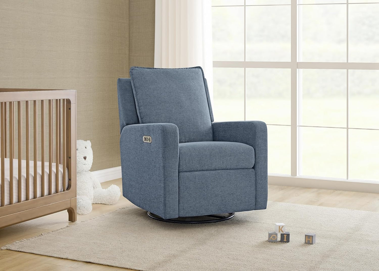 Delta Children babyGap Harlowe Power Recliner with USB-A and Type-C Ports Greenguard Gold Certified – Stain-Resistant Performance Fabric is Oeko-TEX Standard 100 Certified, Slate