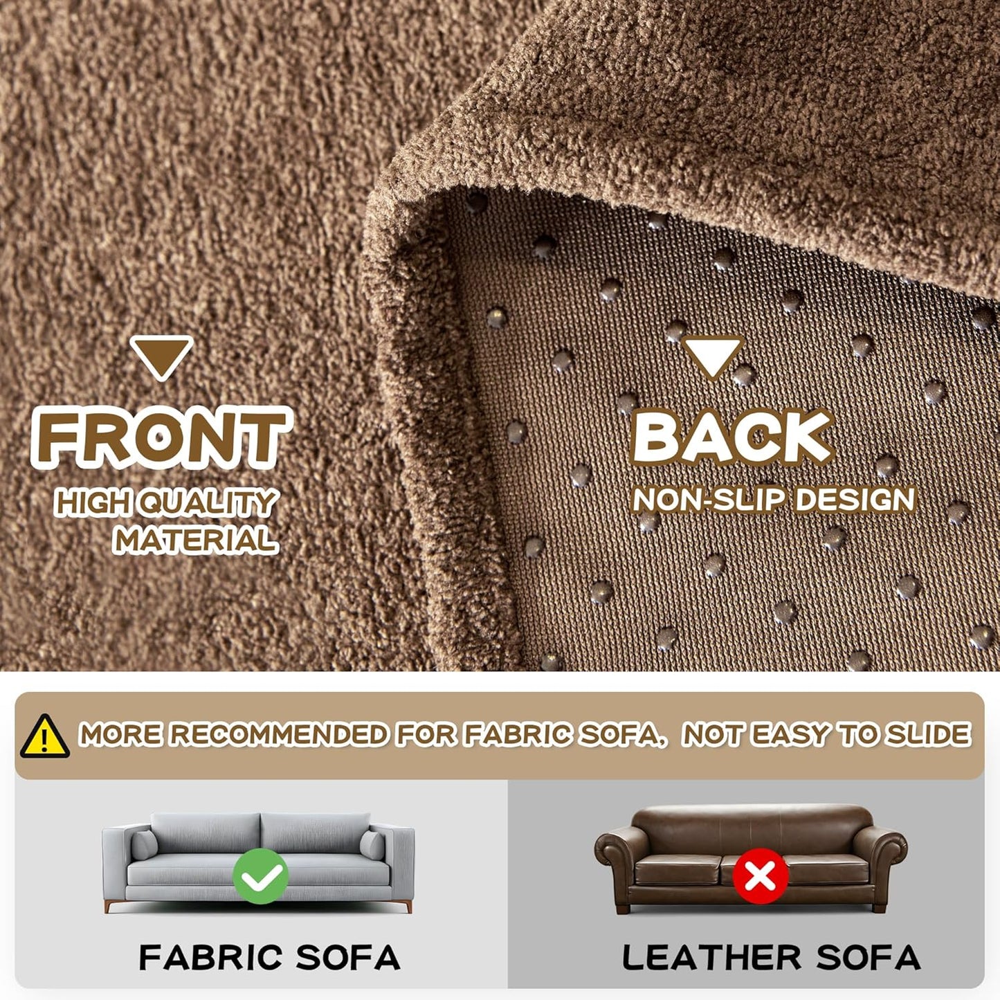 MYSKY HOME Sectional Couch, Covers Couch Cover 2 Cushion Sofa, Couch Covers for Sofa, Dog Couch Protector, L Shape Cover Sofa Slipcovers Washable Furniture Covers for Pets, 71" x 102", Brown