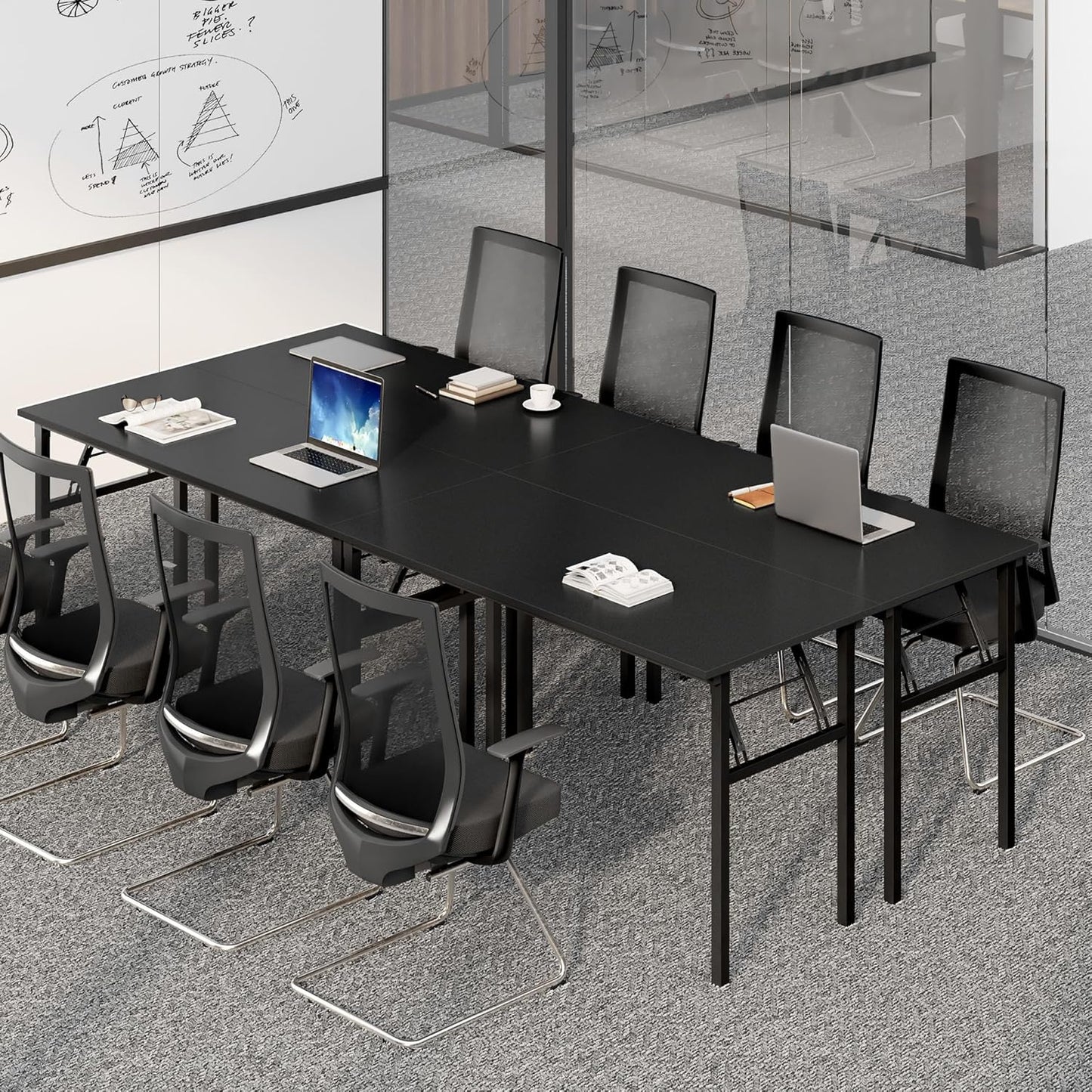 Need Folding Computer Desk, Large 60 inches Folding Table for Home Office, No Install Needed Foldable Writing Table Desk, Black