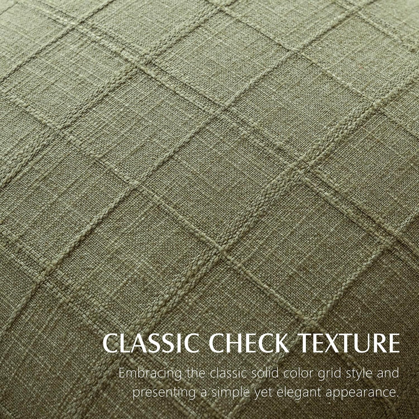 Foindtower Set of 2 Decorative Linen Check Throw Pillow Covers Neutral Farmhouse Vintage Cushion Covers Modern Boho Home Decor for Sofa Chair Couch Bedroom Living Room Outdoor,20×20 Inch,Sage Green