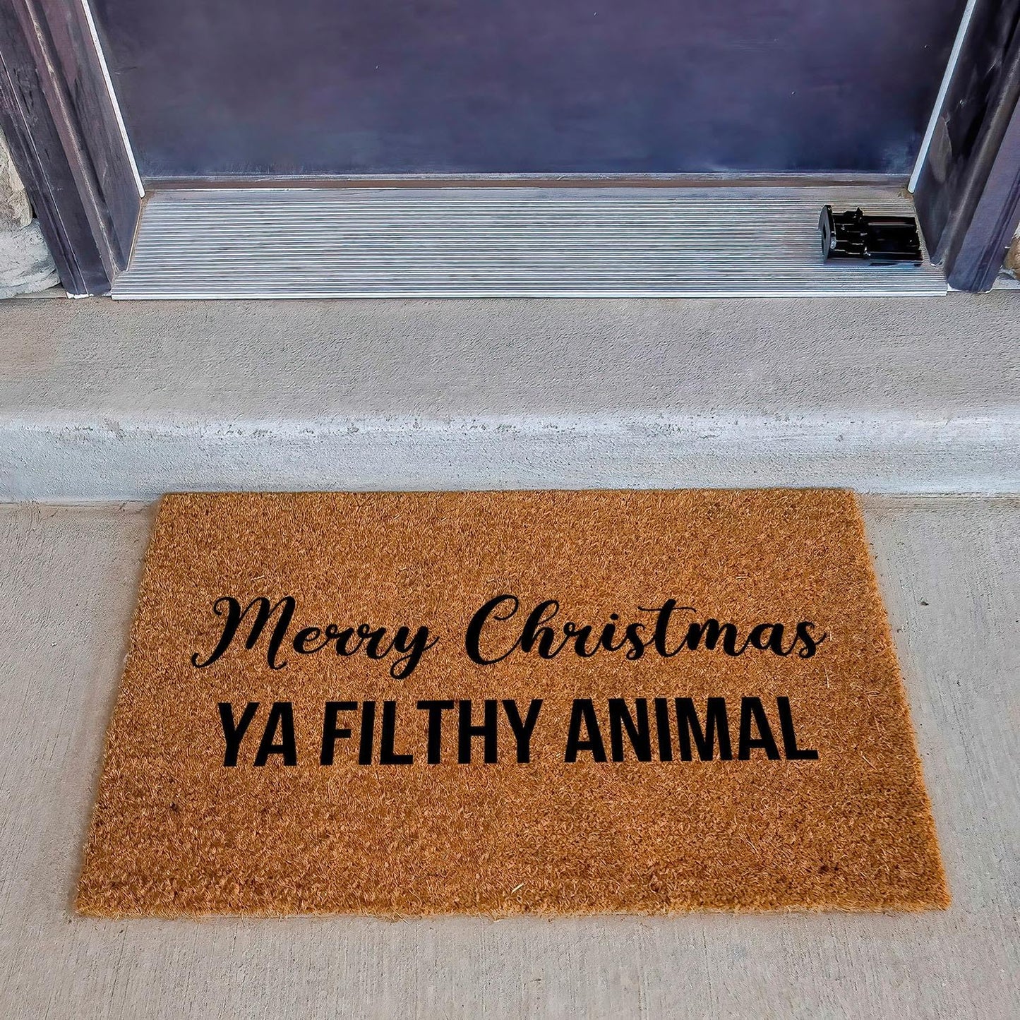 Funny Coir Doormat Merry Christmas YA Filthy Animal Front Door Mat Entryway Outdoor Mat with Heavy Duty Front Porch Welcome Mats Entry Natural Coconut Brown Mat House Warming Gift Mat23.7x15.7 inch