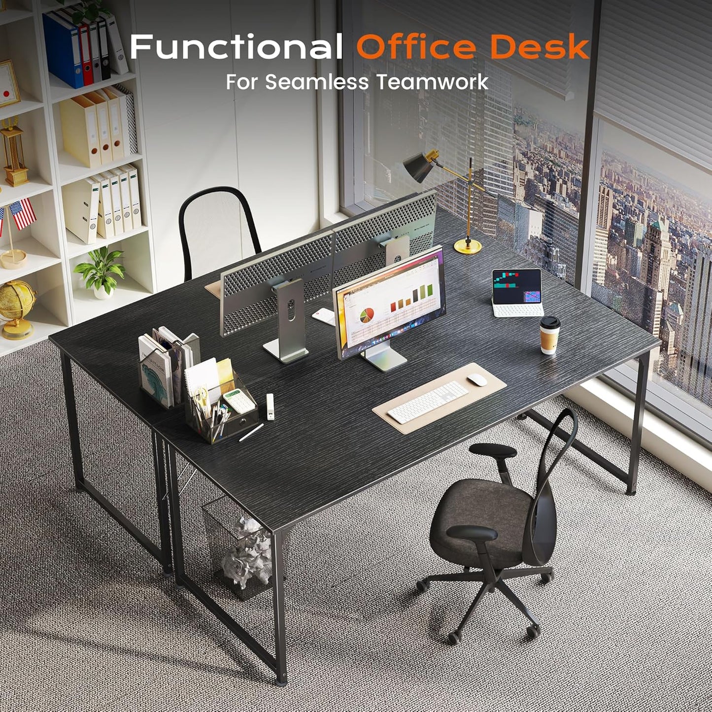 PRAISUN 54 X 24 Inch Computer Desk with Deeper Desktop, Gaming Office Writing Work Desk for Home Office, Study, Bedroom, Work from Home, Metal Frame, Black