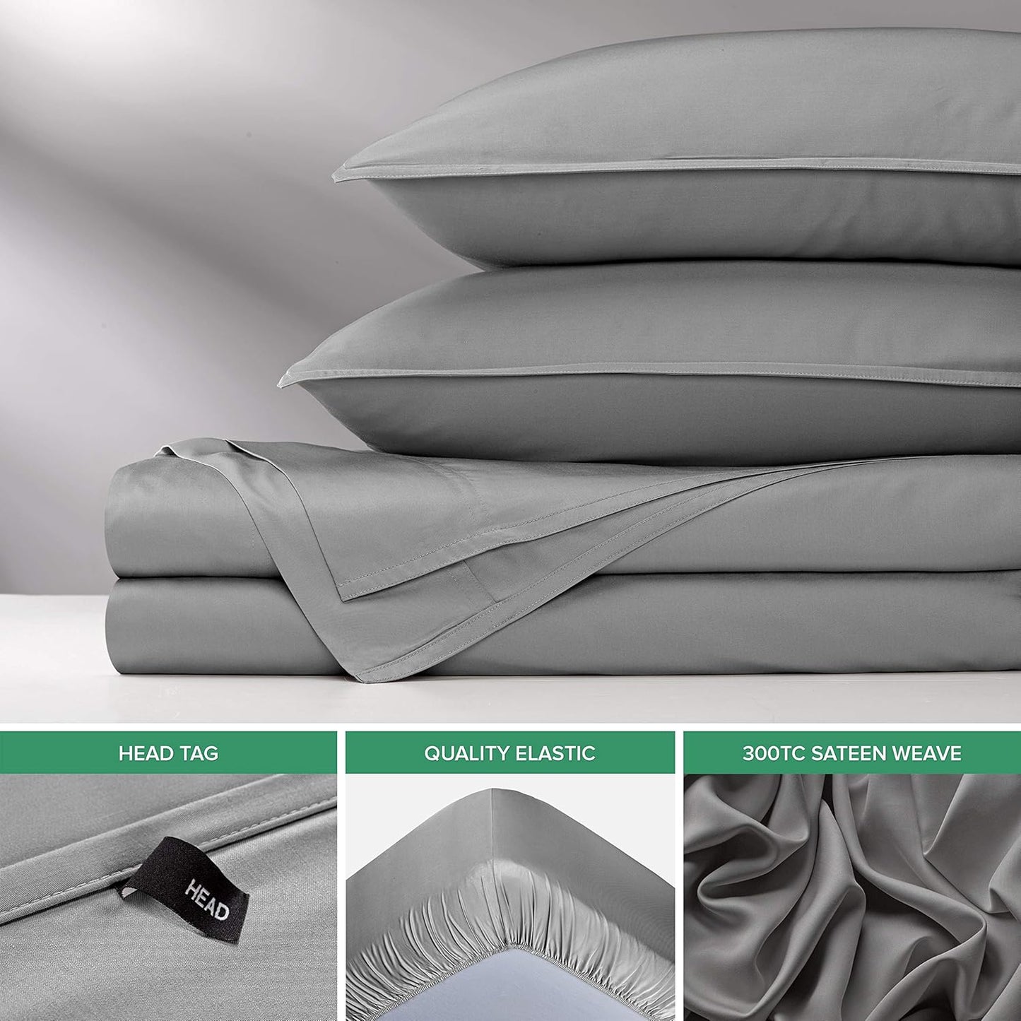 Full Sheets by Pure Bamboo, Genuine 100% Organic Viscose Derived from Bamboo Bed Sheet Set, Luxuriously Soft & Cooling, Double Stitching, Lifetime Quality Promise (Full, Stone Grey)