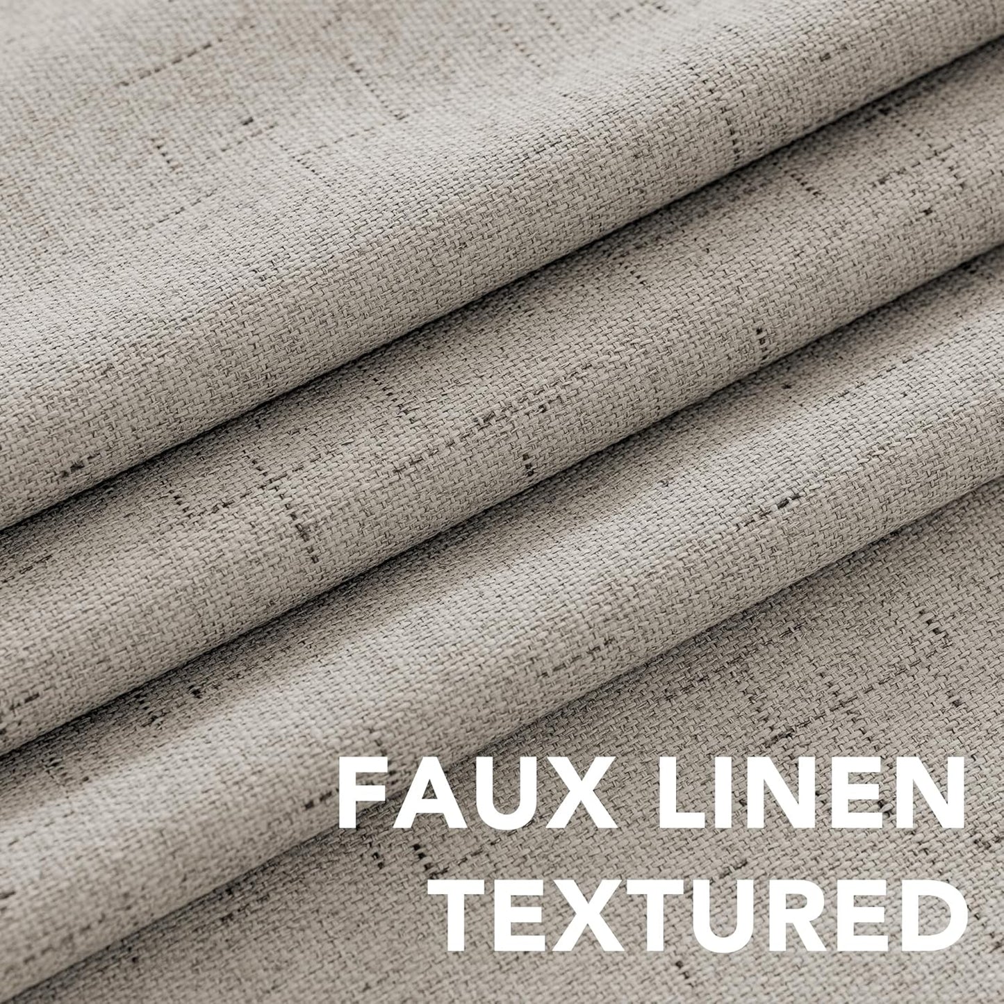 H.VERSAILTEX Primitive Linen Curtains 100% Blackout Curtain Drapes Burlap Fabric Curtains with White Thermal Insulated Liner, Grommet Top Drapes Living Room/Bedroom (2 Panels, 42 x 45 Inch, Stone)